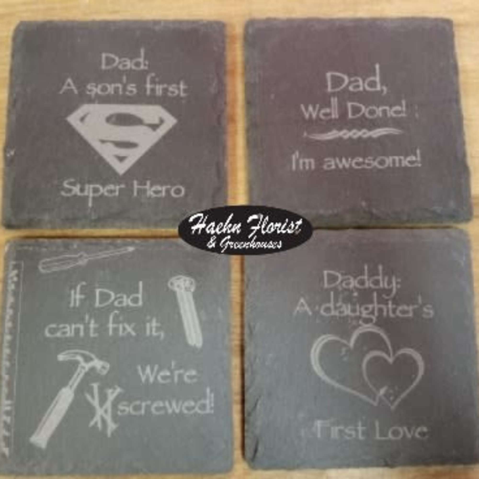 4 piece slate coaster set - Please specify what you'd like engraved, photo 4 of 6