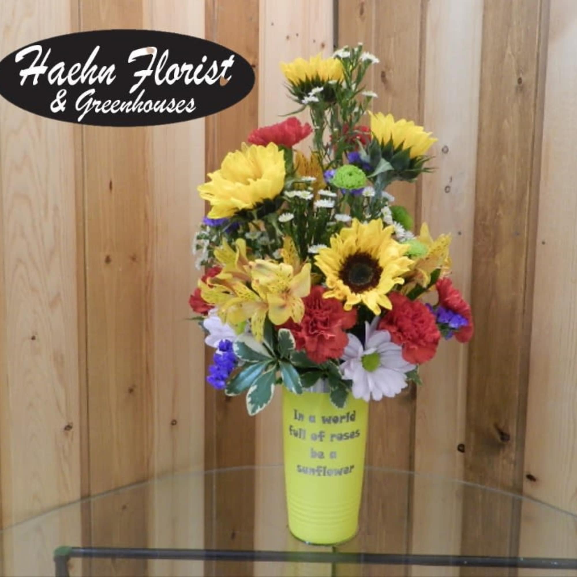 Summery Sunflower Stainless Steel Tumbler Bouquet 

Brighten someone&rsquo;s day with this cheerful