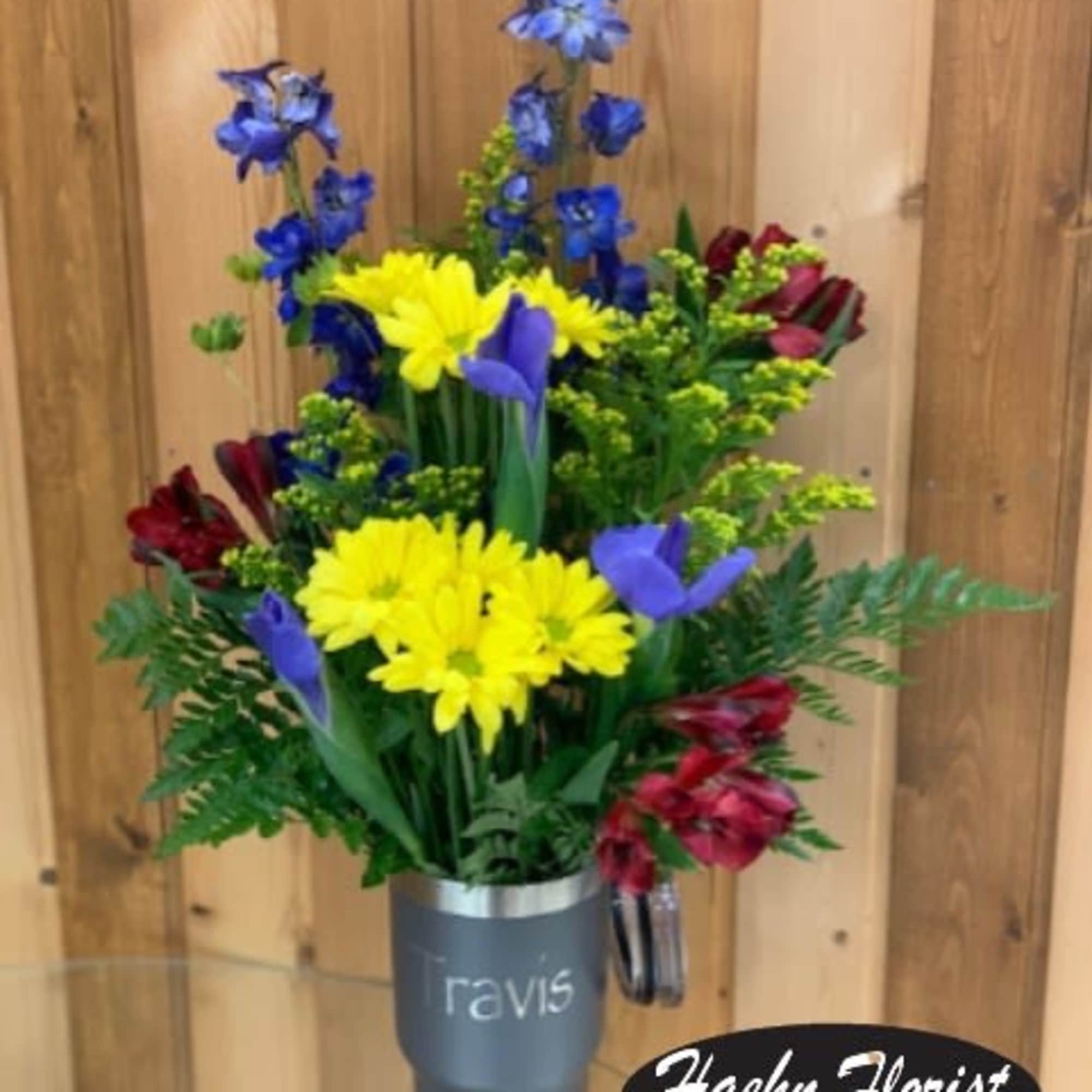 Summery Sunflower Stainless Steel Tumbler Bouquet 

Brighten someone&rsquo;s day with this cheerful, photo 2 of 3