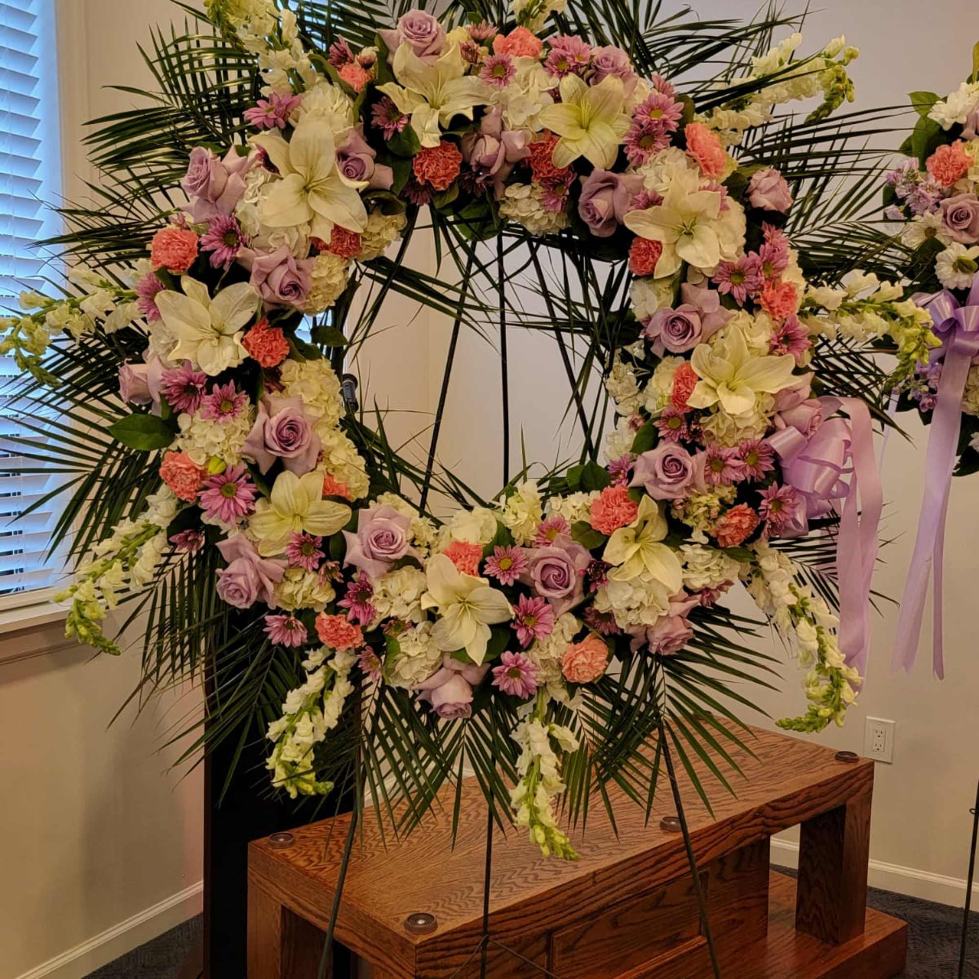 Lavender, pink and white Standing Wreath, photo 2 of 2