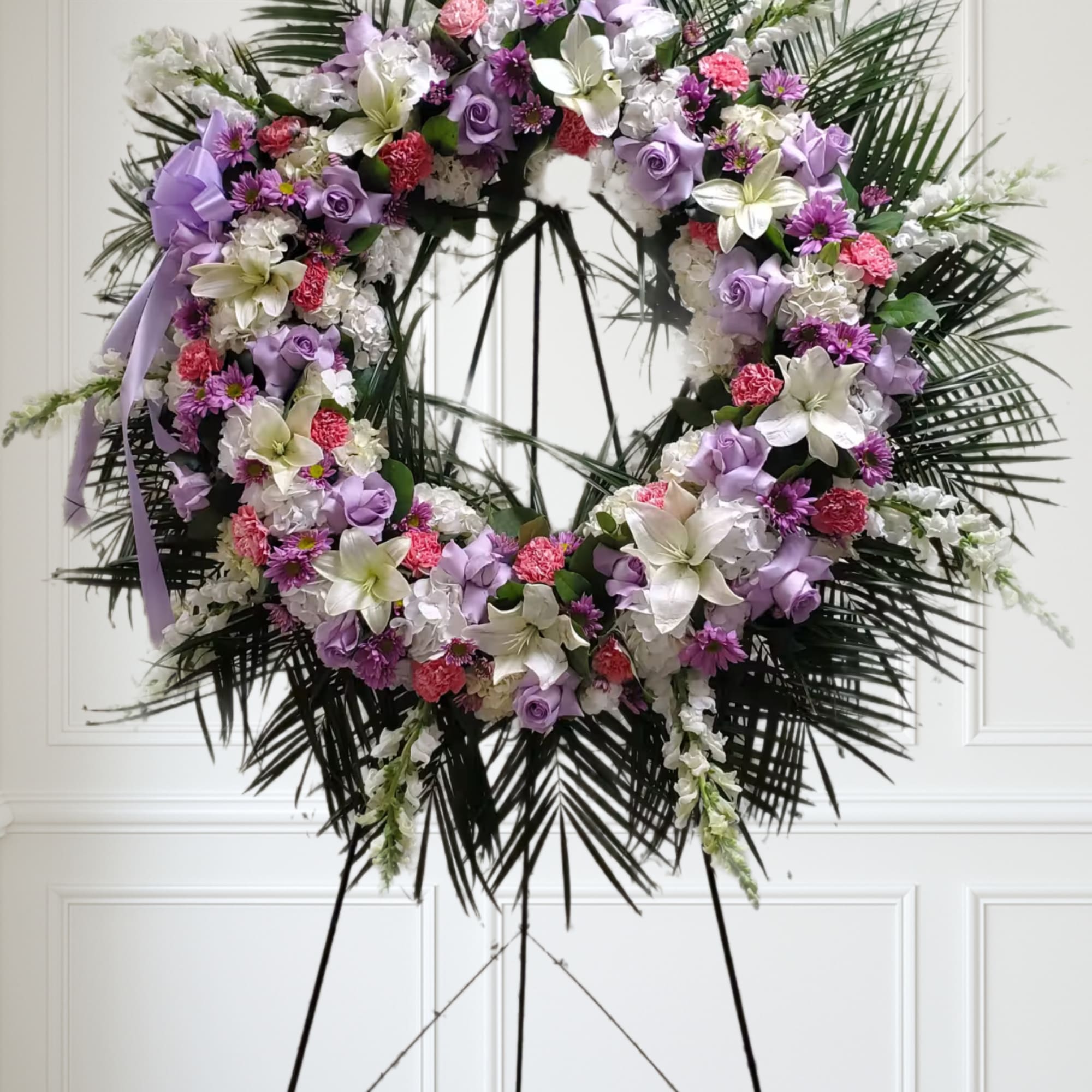 Lavender, pink and white Standing Wreath