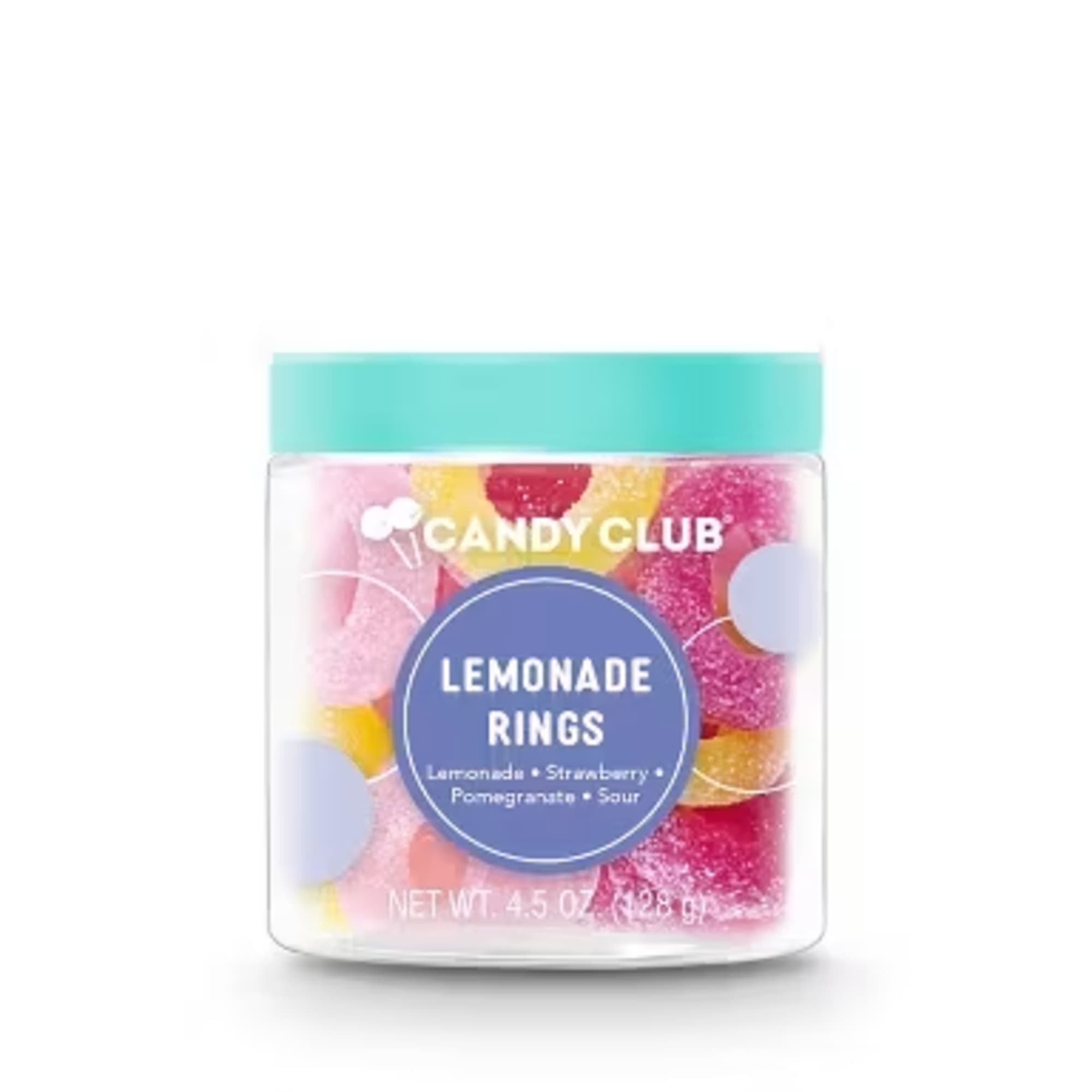 Bright, playful and sweet-this Candy Club Lemonade Rings 4.5 oz jar makes
