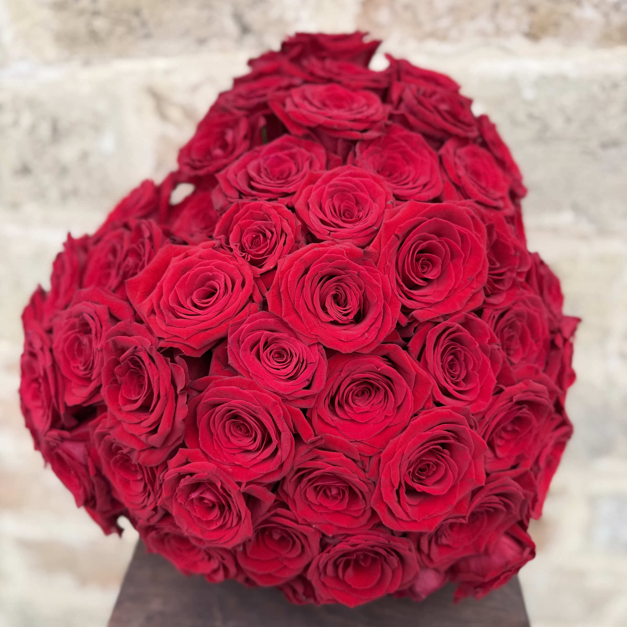 Round bouquet of red roses
