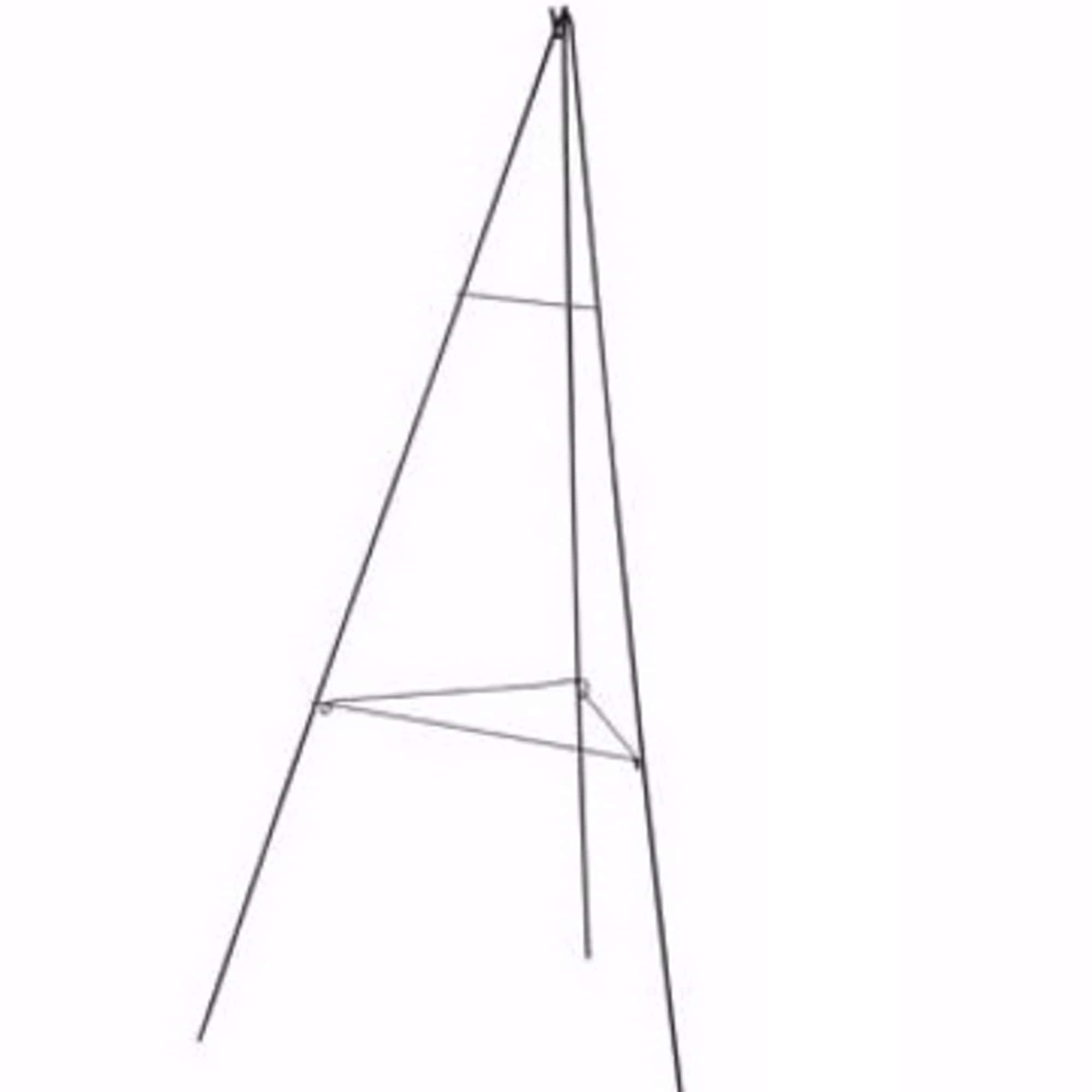 Tall metal easel stand with a triangular frame