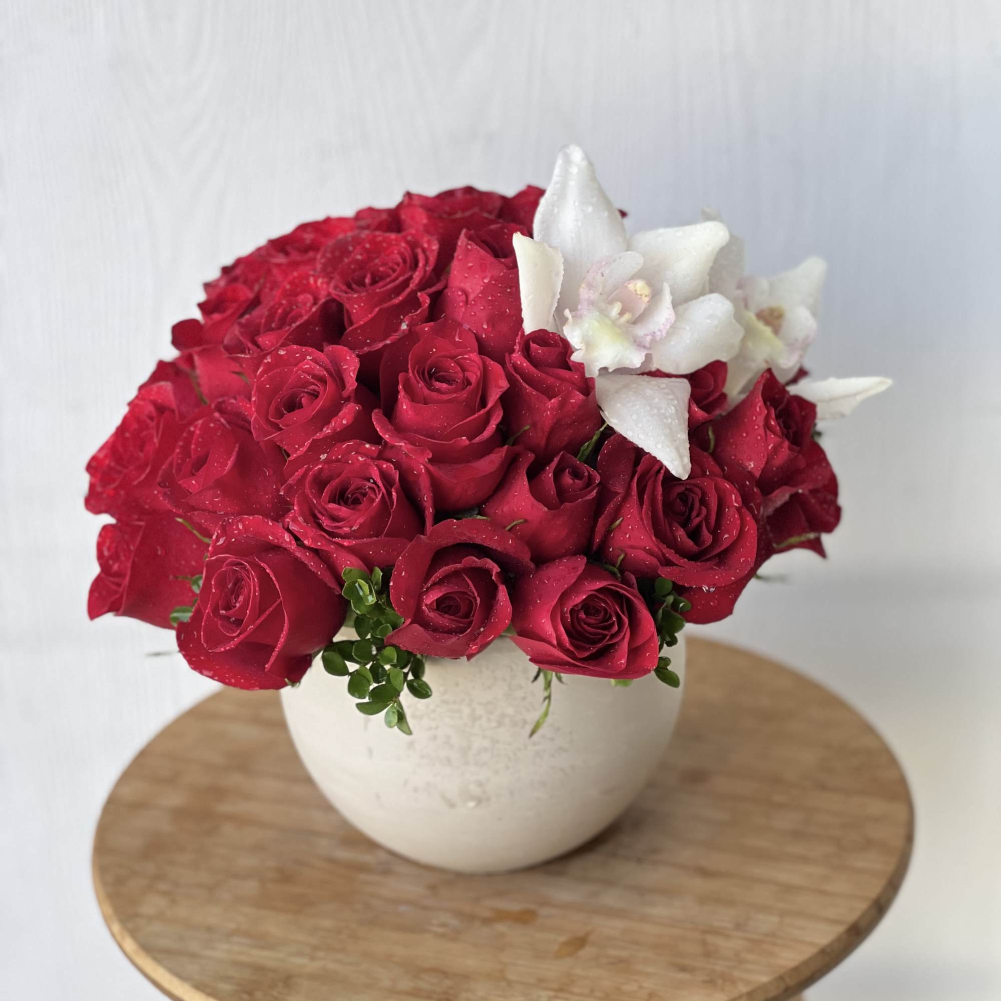 Blush Orchid Elegance &ndash;  Roses and Orchid Arrangement | Flower Delivery