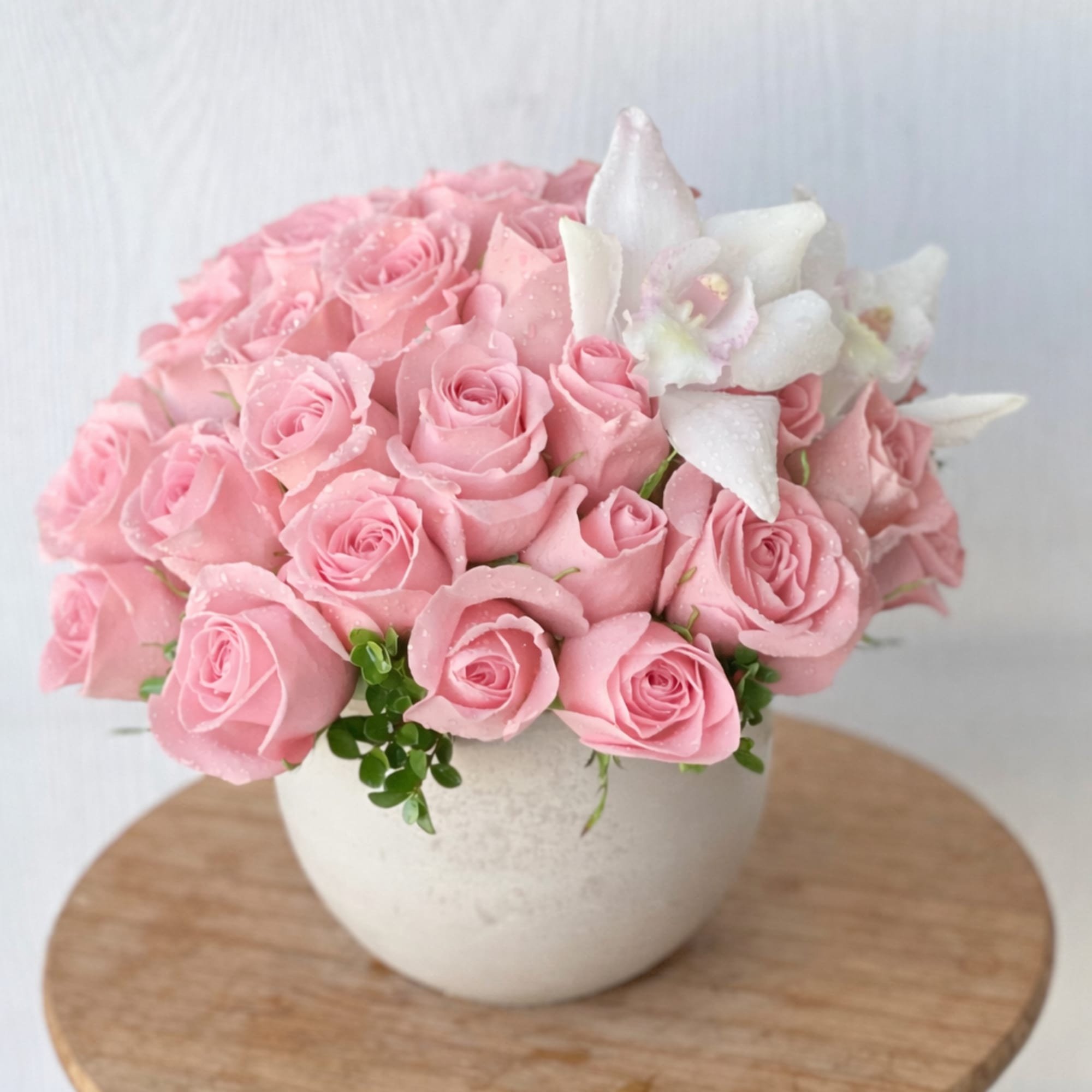 Blush Orchid Elegance &ndash;  Roses and Orchid Arrangement | Flower Delivery
