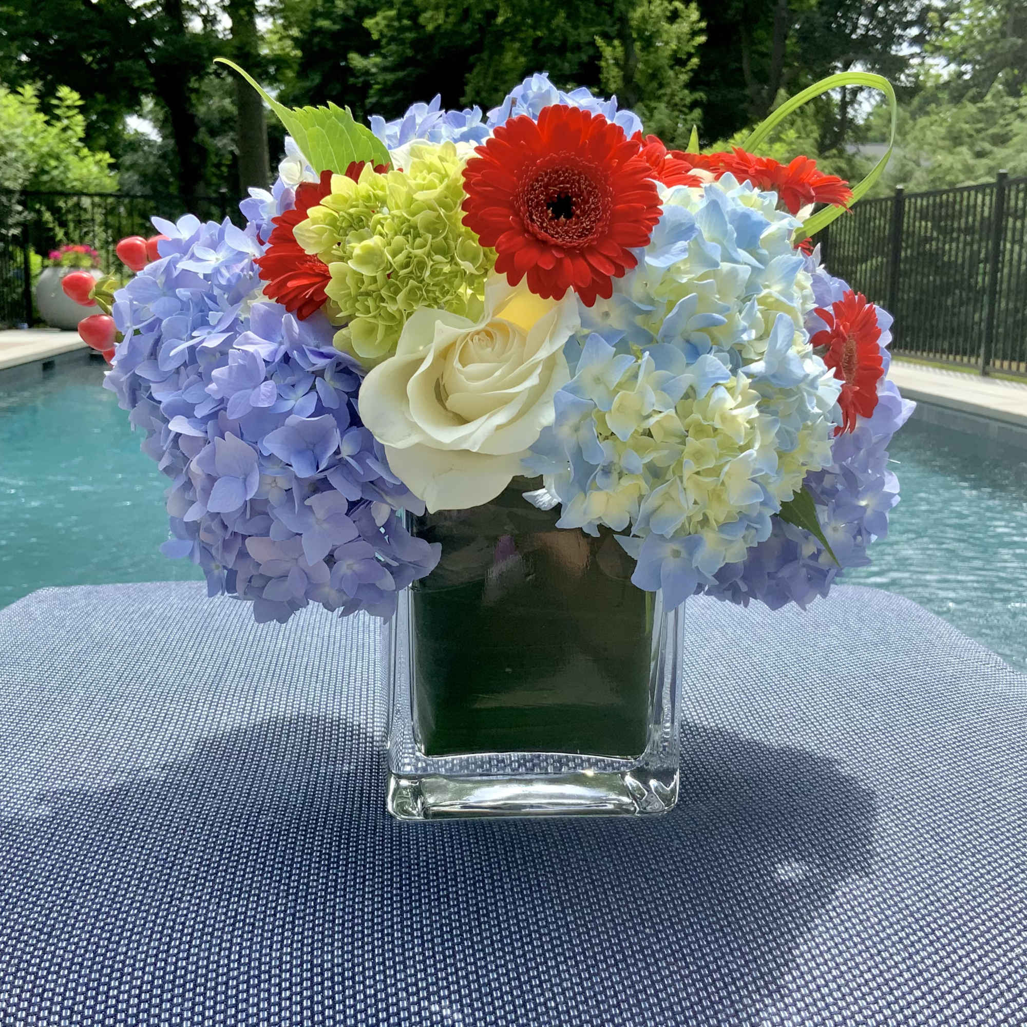 Reds, whites, blue ( and a kiss of green) make this lush