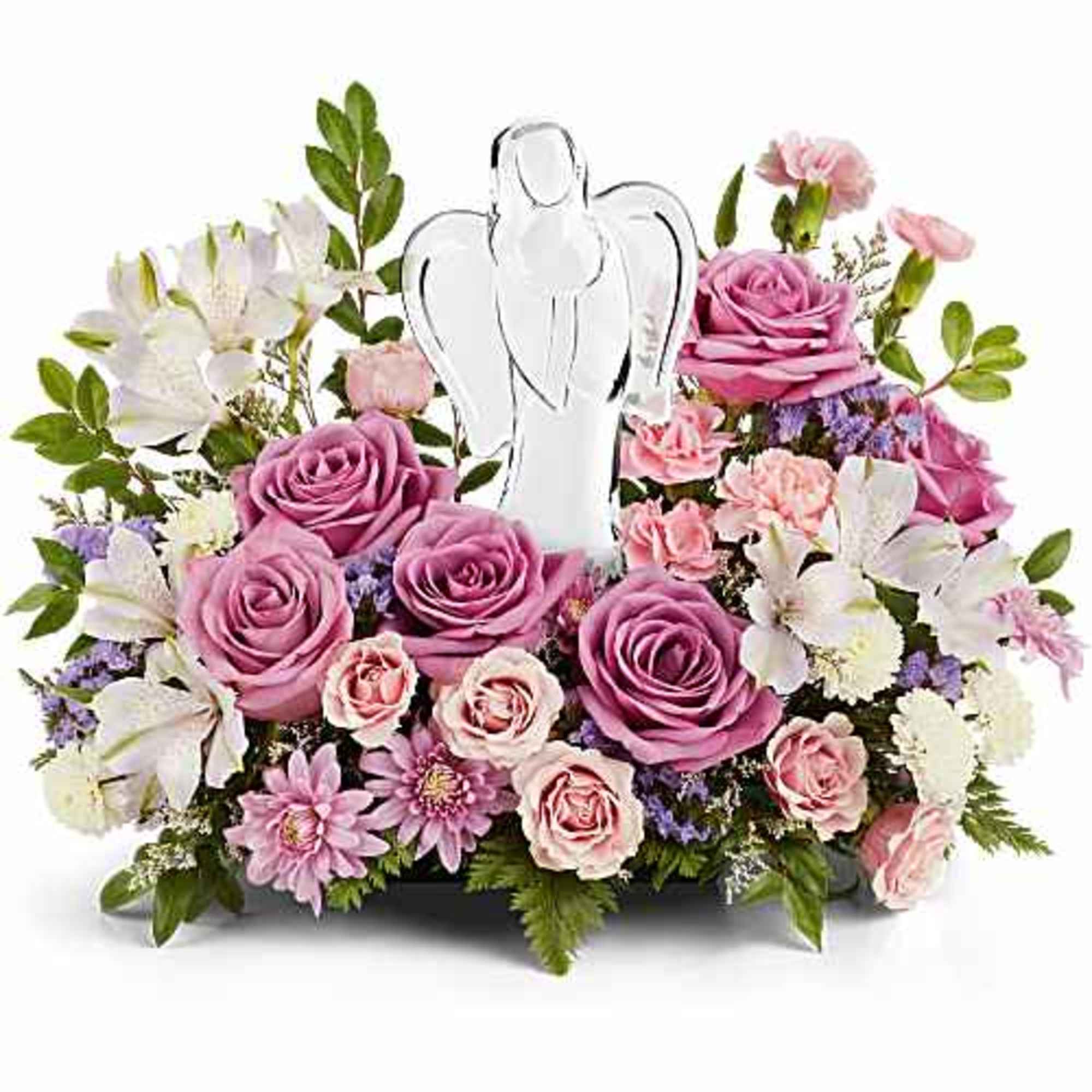 Bring peace and comfort with the In Heaven's Arms Bouquet, featuring soothing