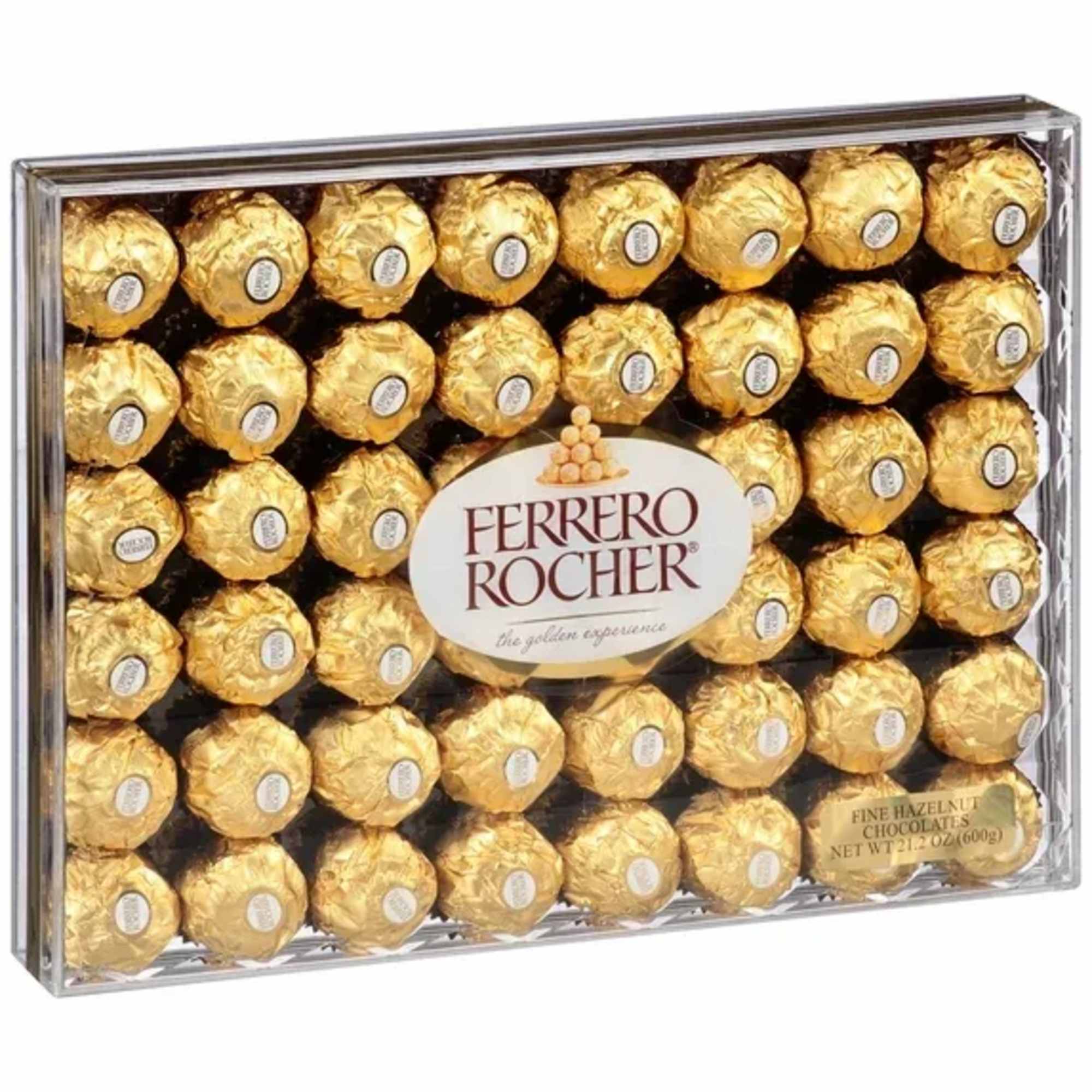 Box of Ferrero Rocher chocolates in gold wrappers