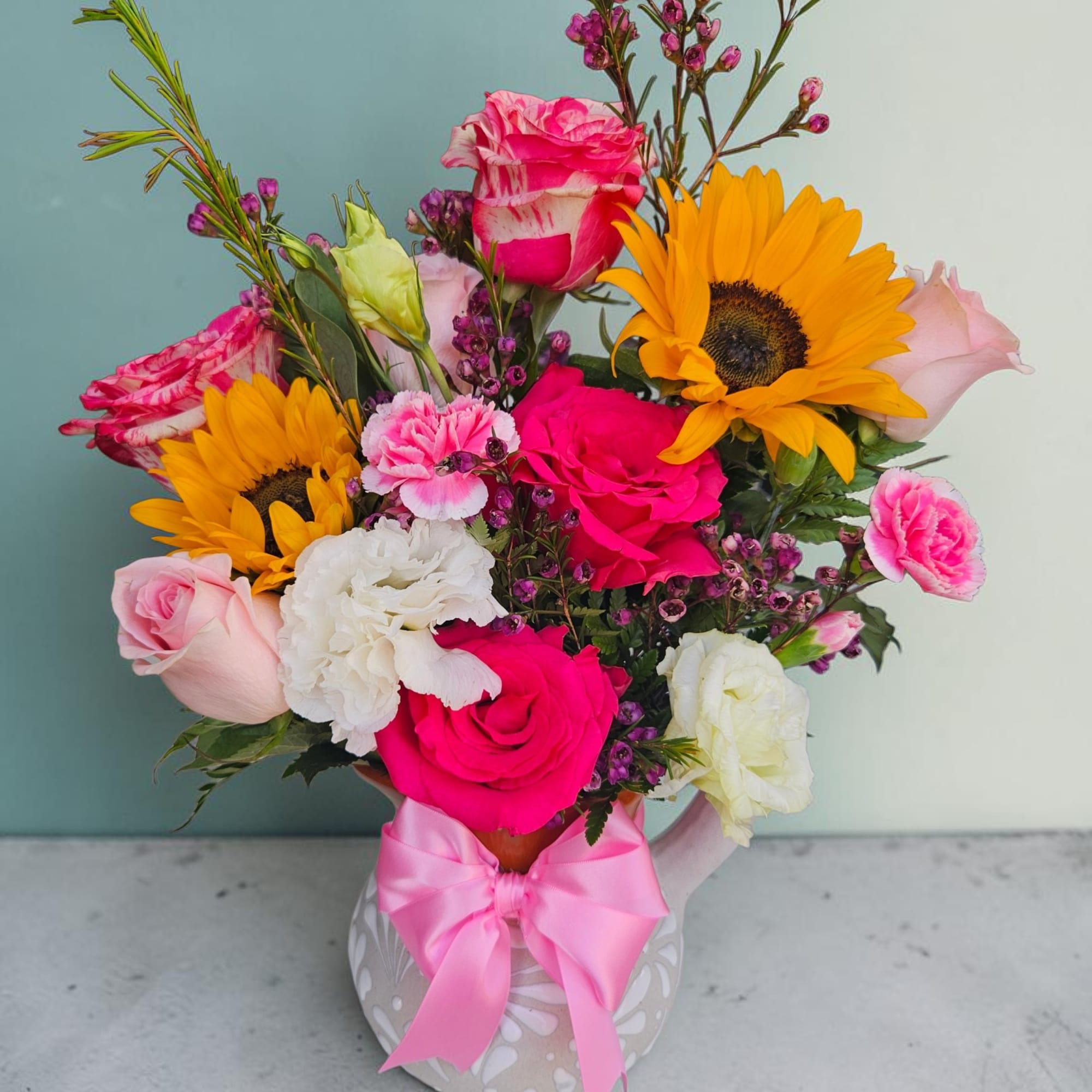 Bright, playful color takes center stage in this mixed flower arrangement-perfect as, photo 3 of 4