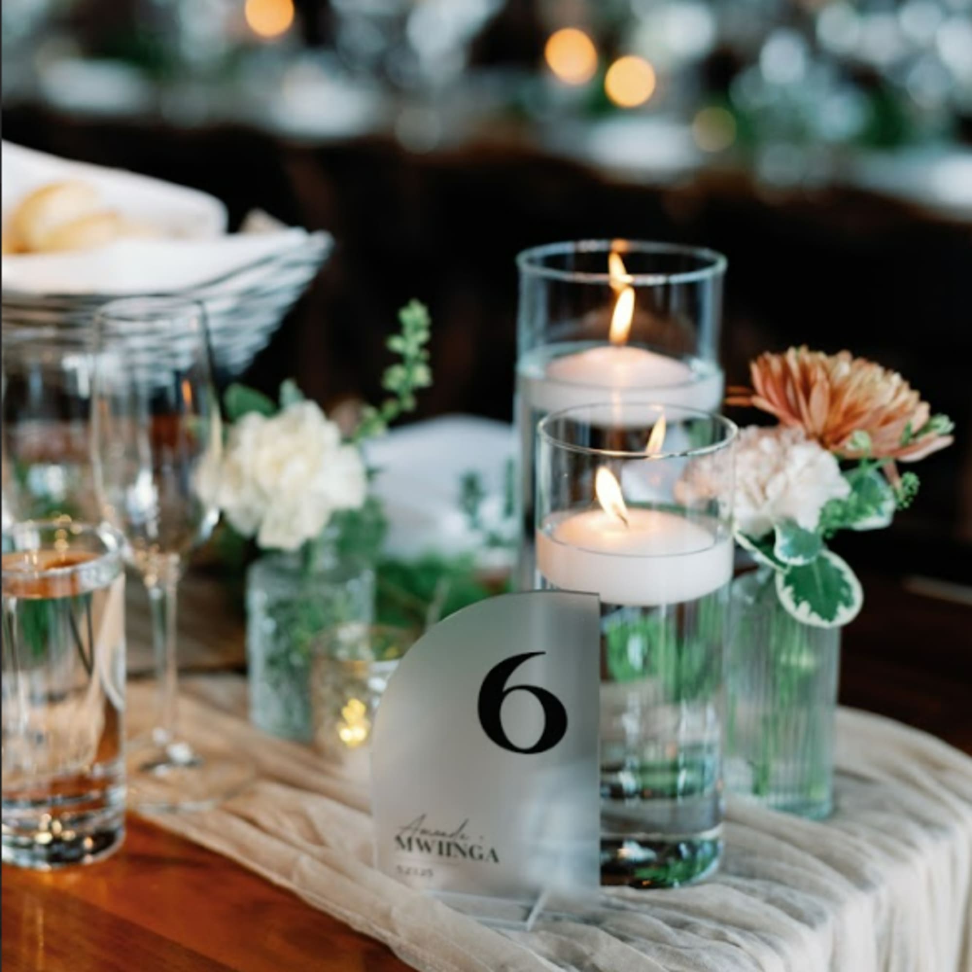 Transform your wedding reception or special event with our stunning, professional centerpiece
