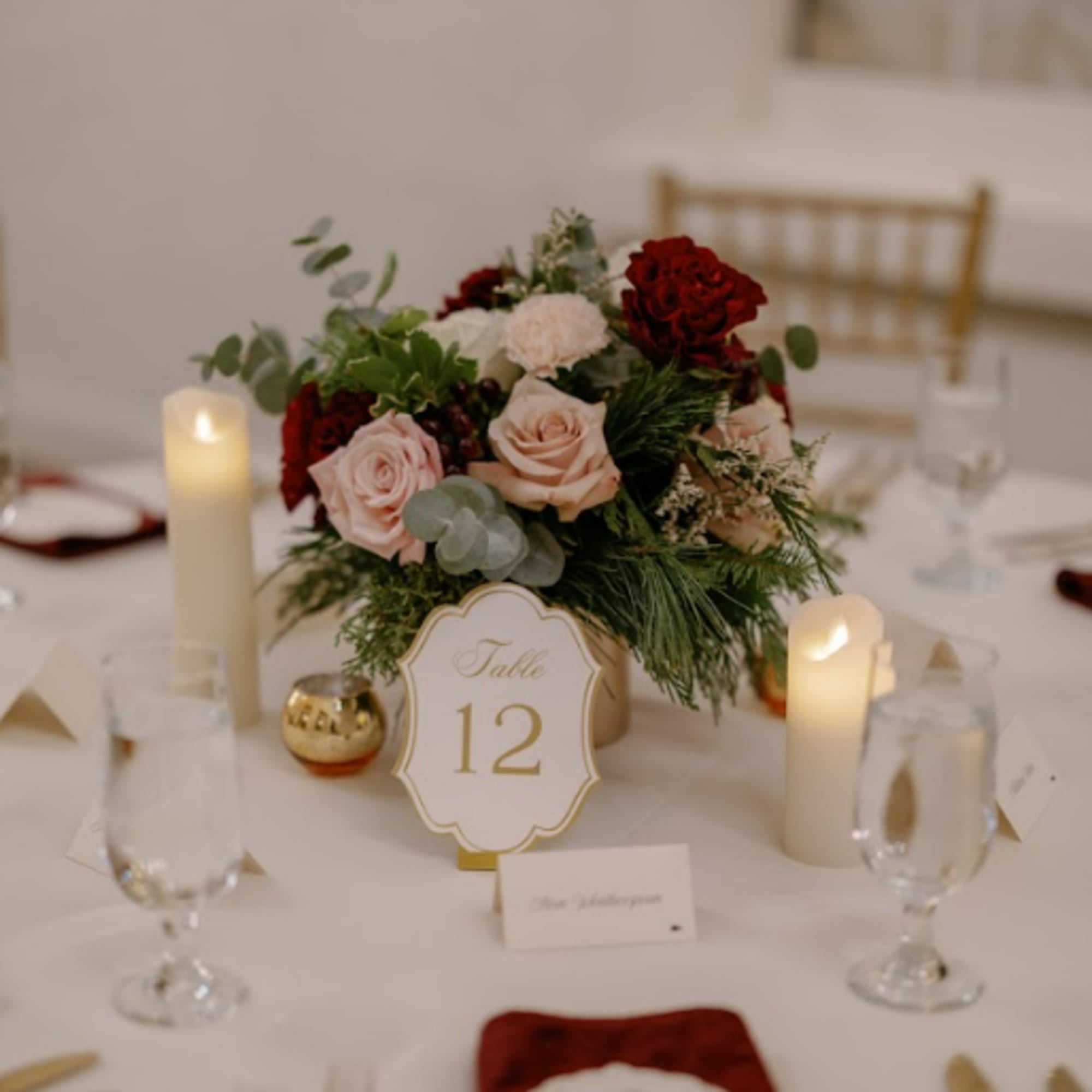 Transform your wedding reception or special event with our stunning, professional centerpiece