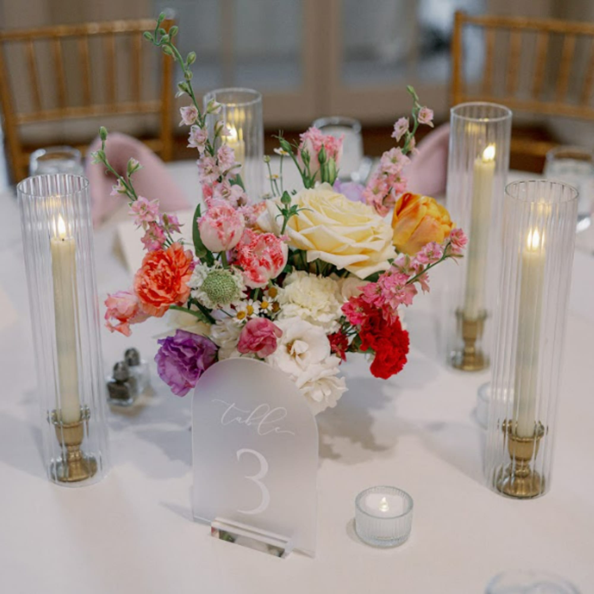 Transform your wedding reception or special event with our stunning, professional centerpiece