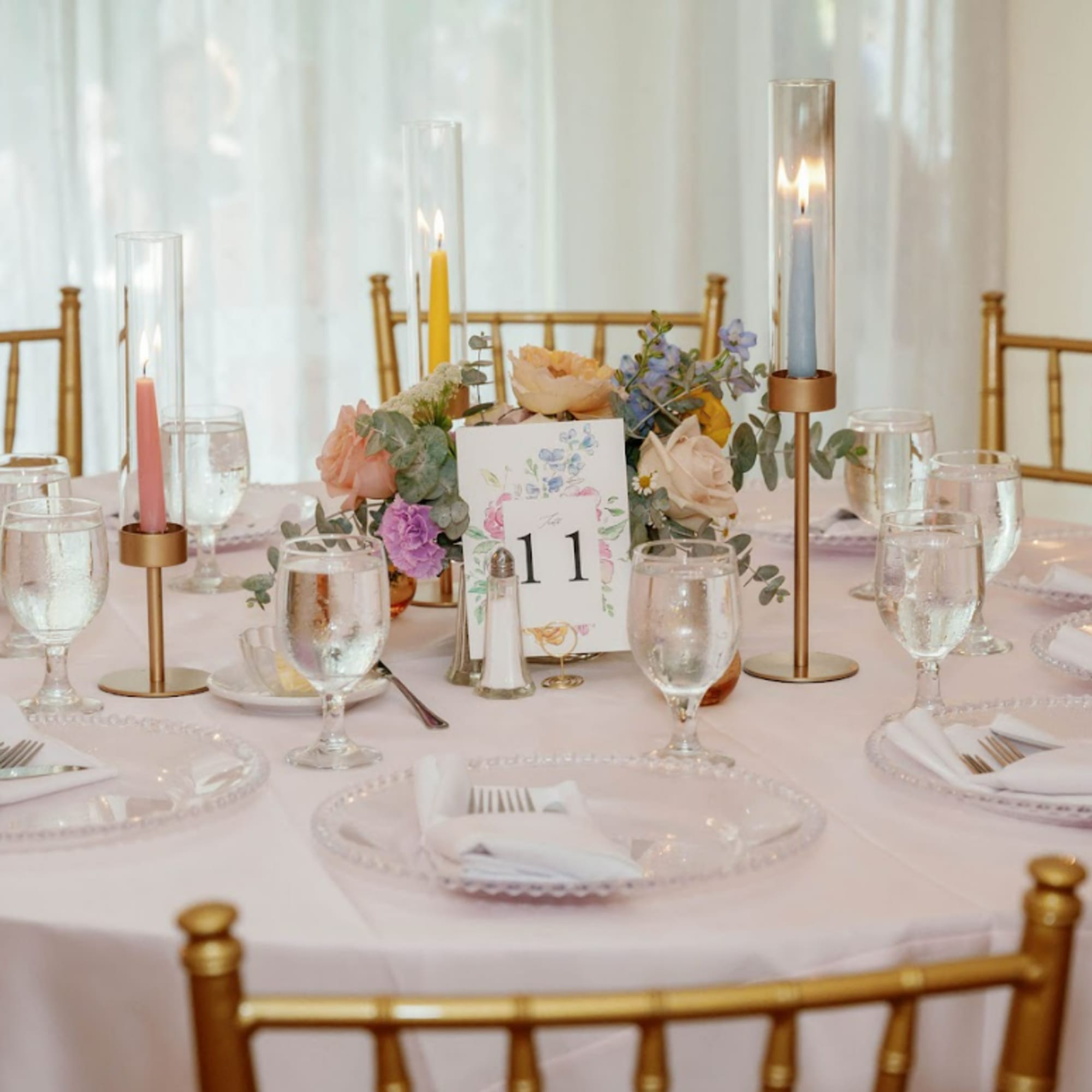 Transform your wedding reception or special event with our stunning, professional centerpiece