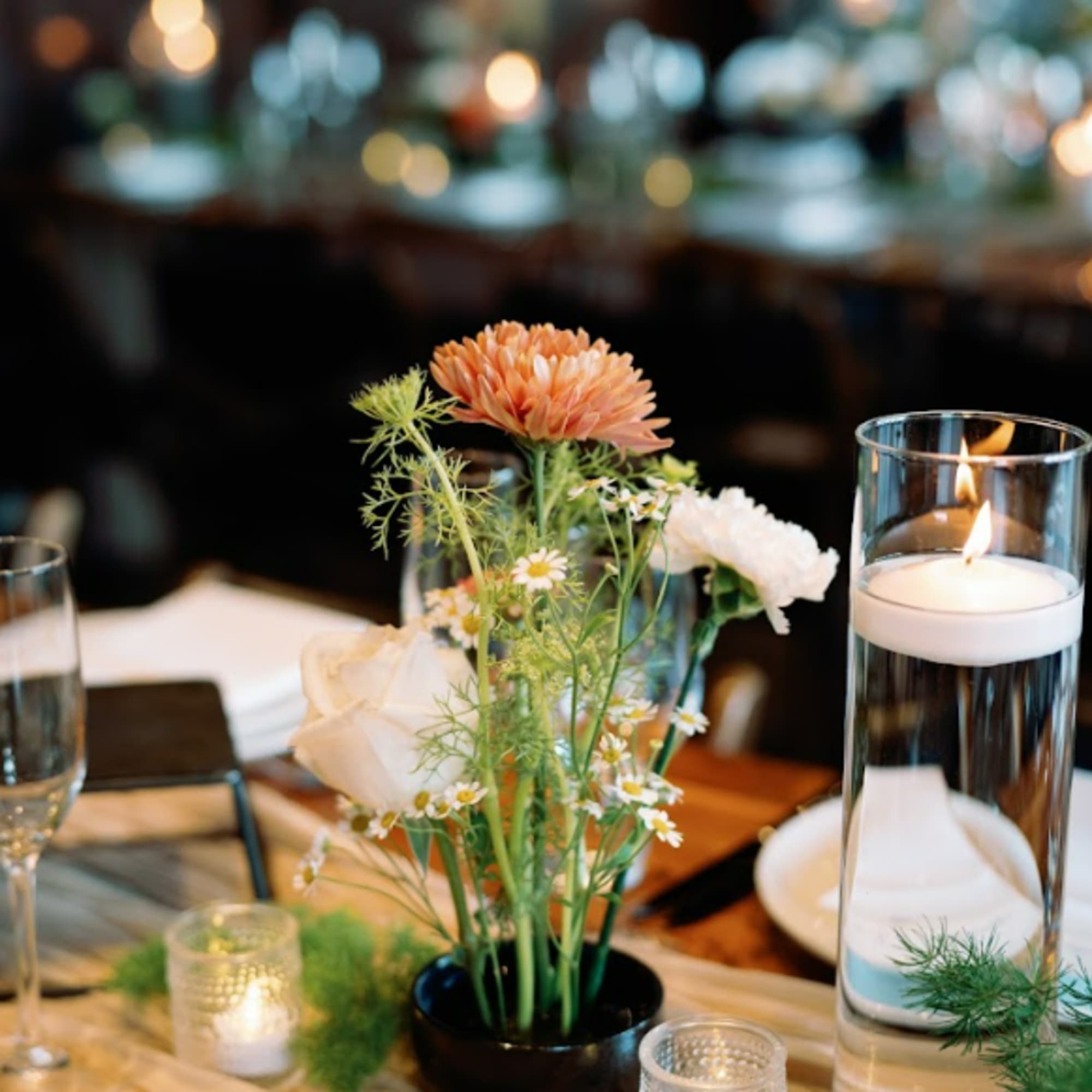 Transform your wedding reception or special event with our stunning, professional centerpiece