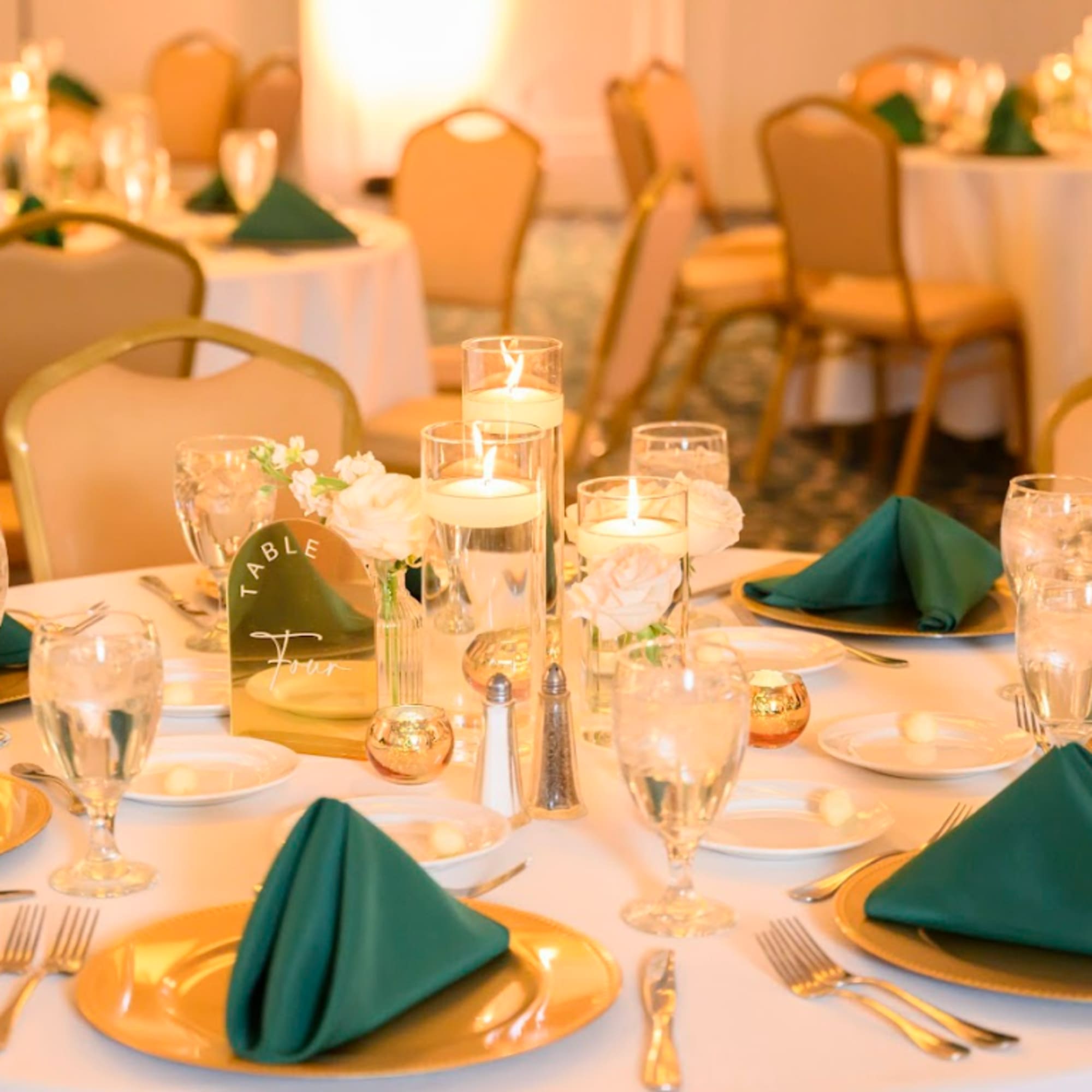 Transform your wedding reception or special event with our stunning, professional centerpiece