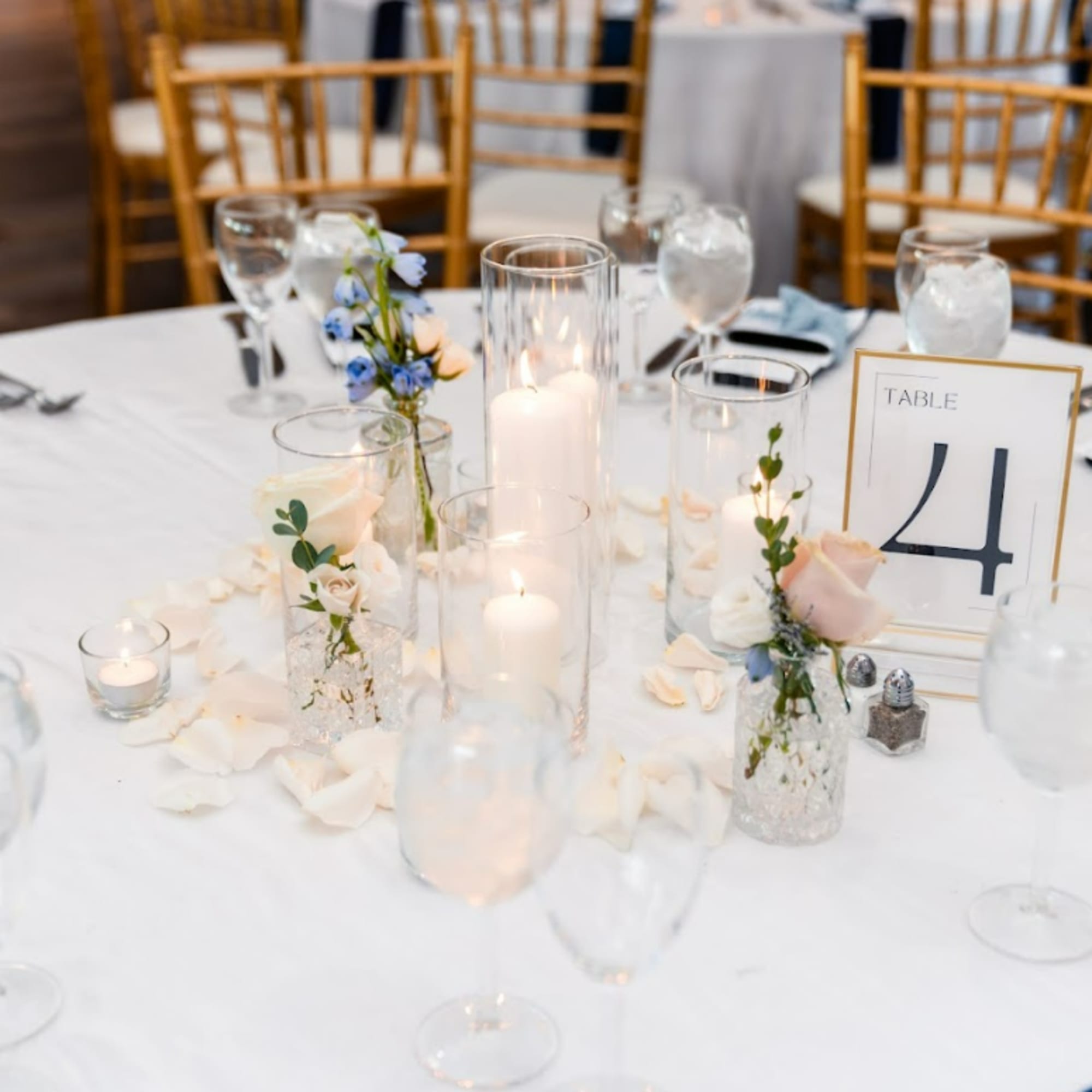Transform your wedding reception or special event with our stunning, professional centerpiece