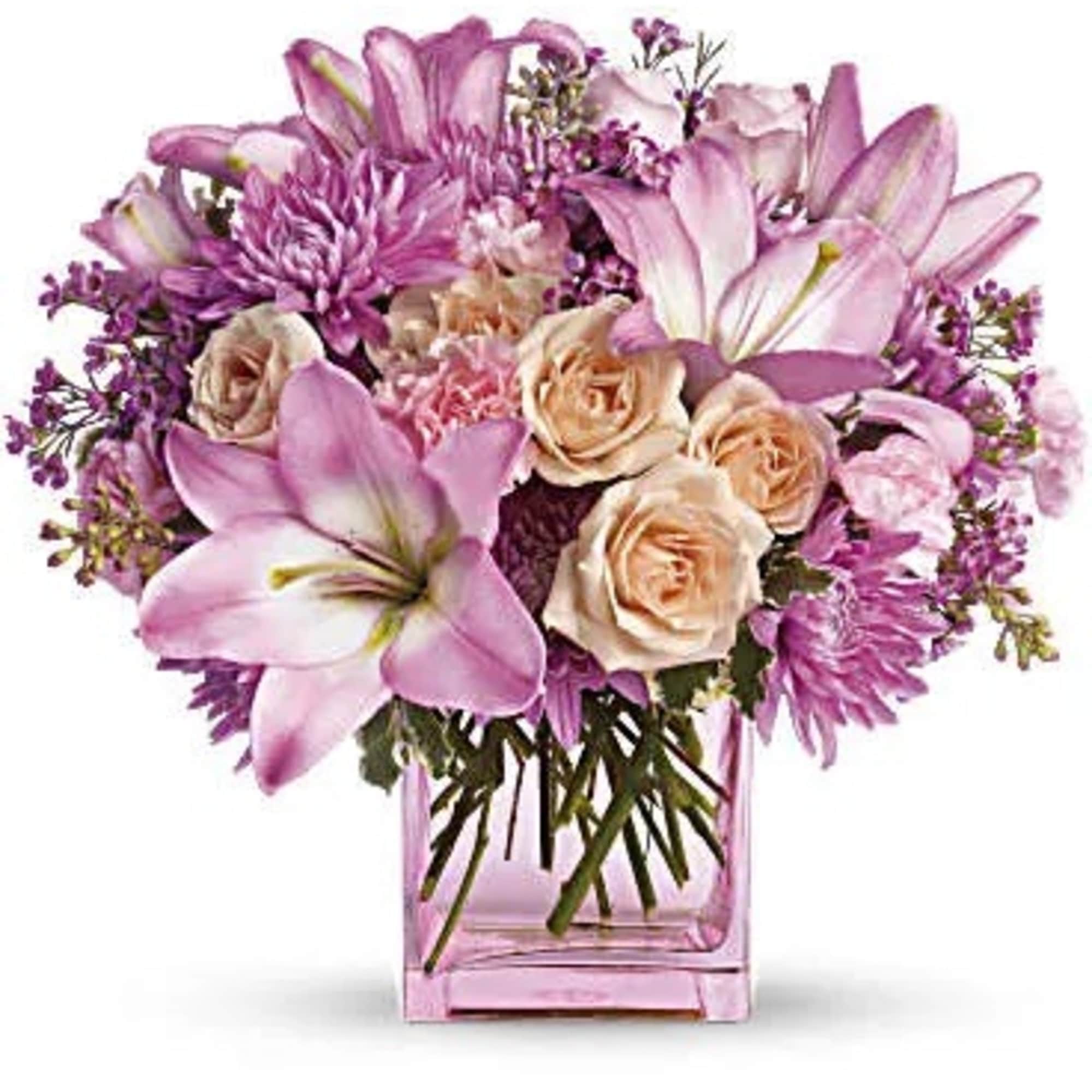 Peach, pink and lavender blooms are a sweet and innocent way to