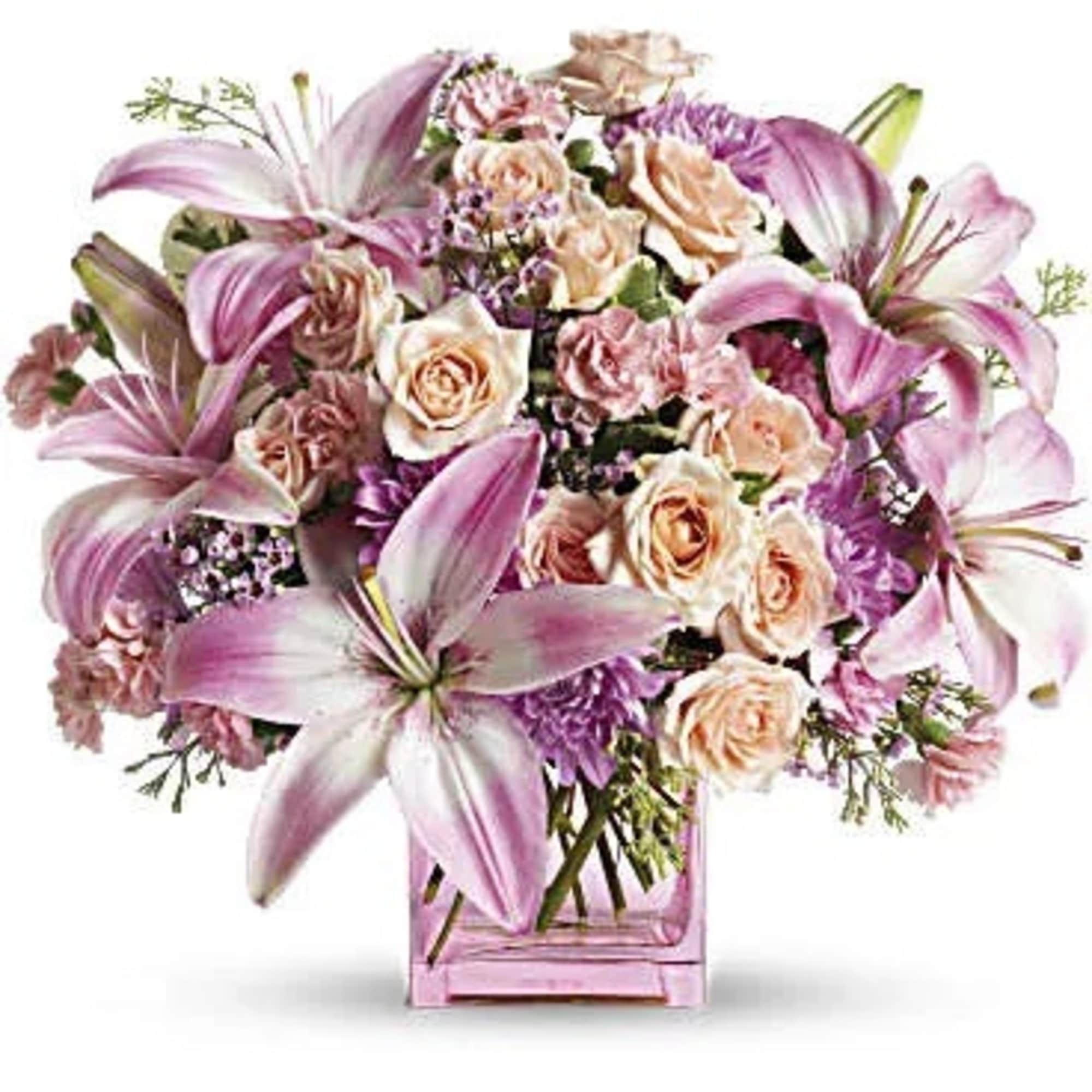 Peach, pink and lavender blooms are a sweet and innocent way to