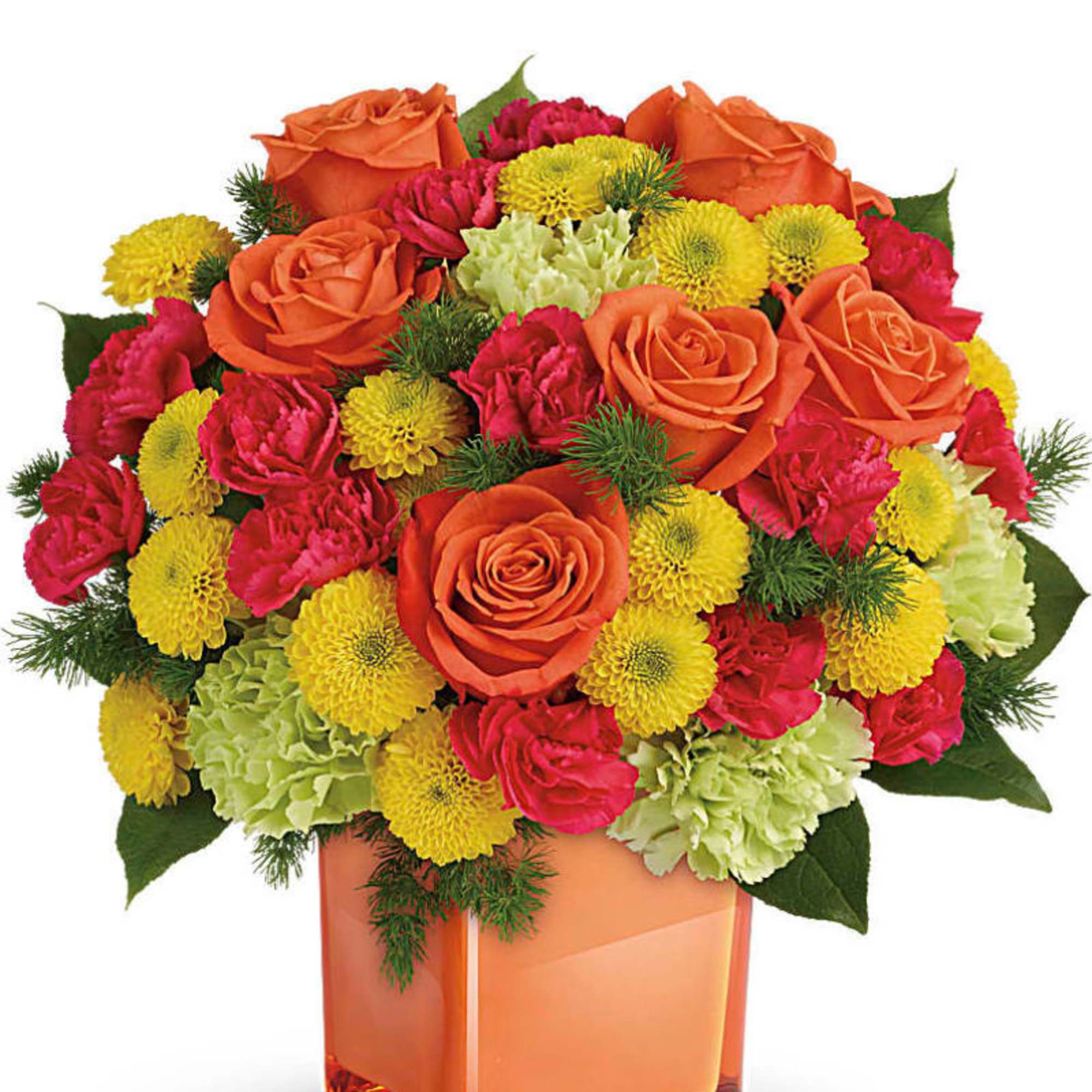 Smile awhile! This spirited mix of happy citrus blooms will brighten the