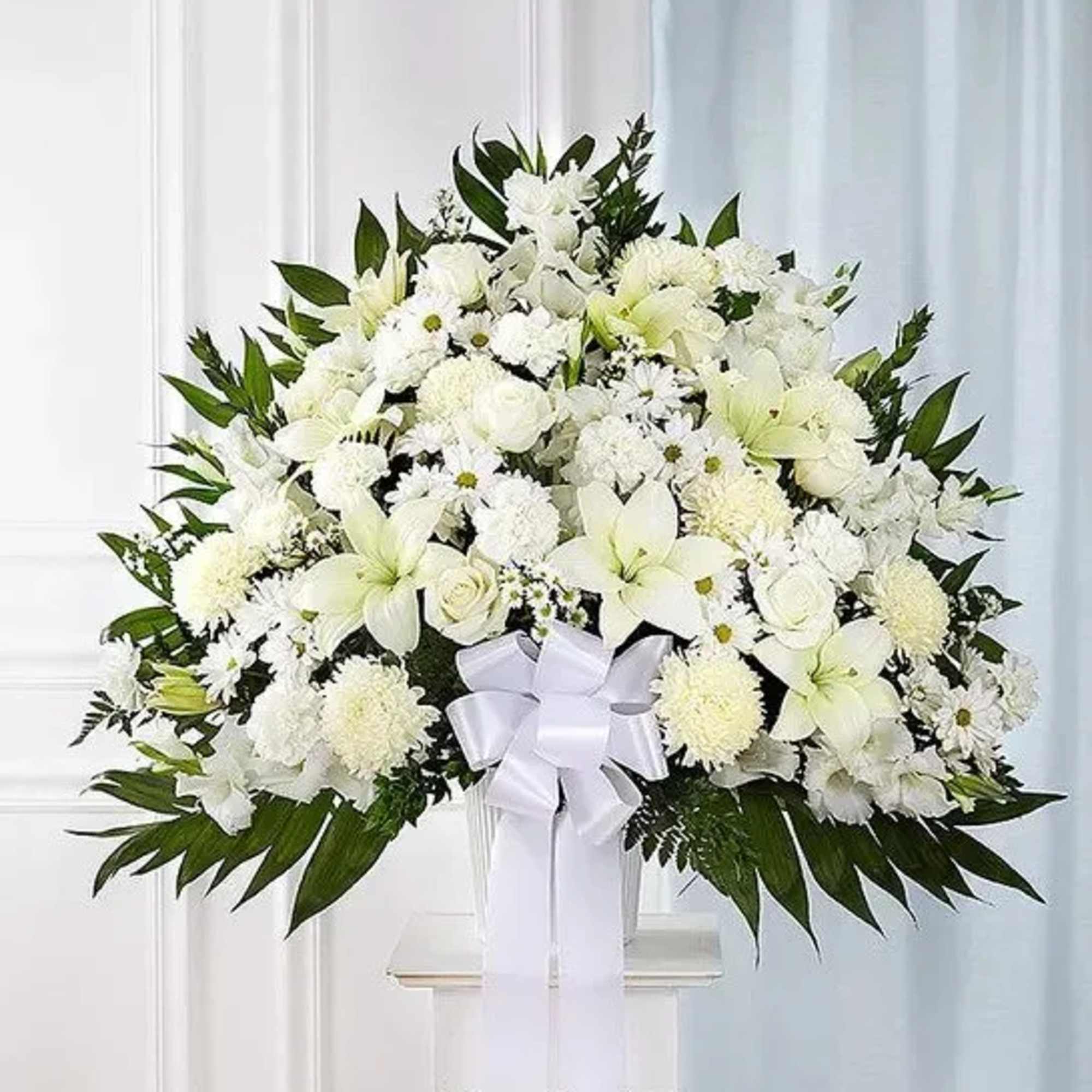 Symbolizing peace, serenity and purity, white flowers can help comfort those grieving