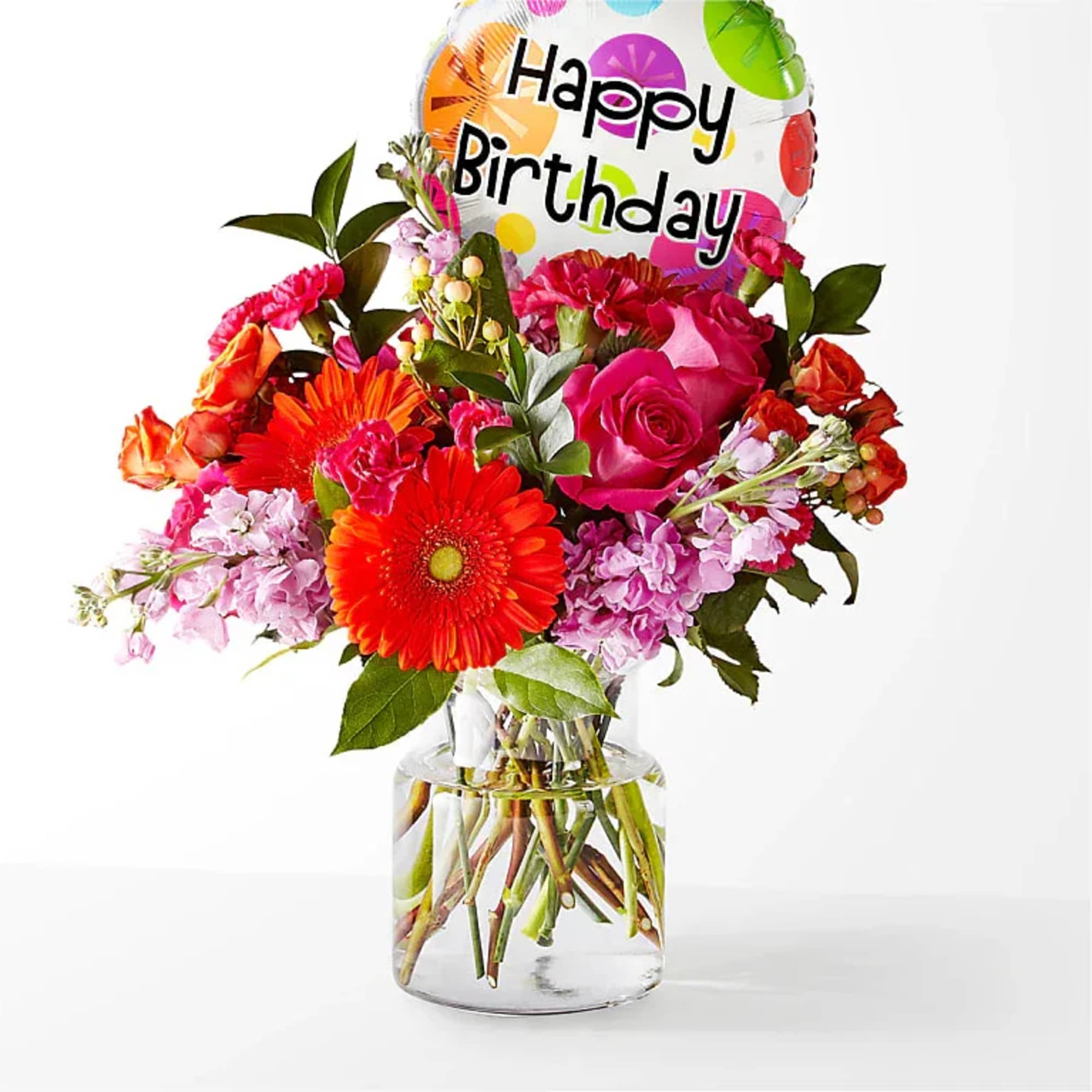 Fiesta Bouquet with Birthday Balloon
Every day is a fiesta with this arrangement