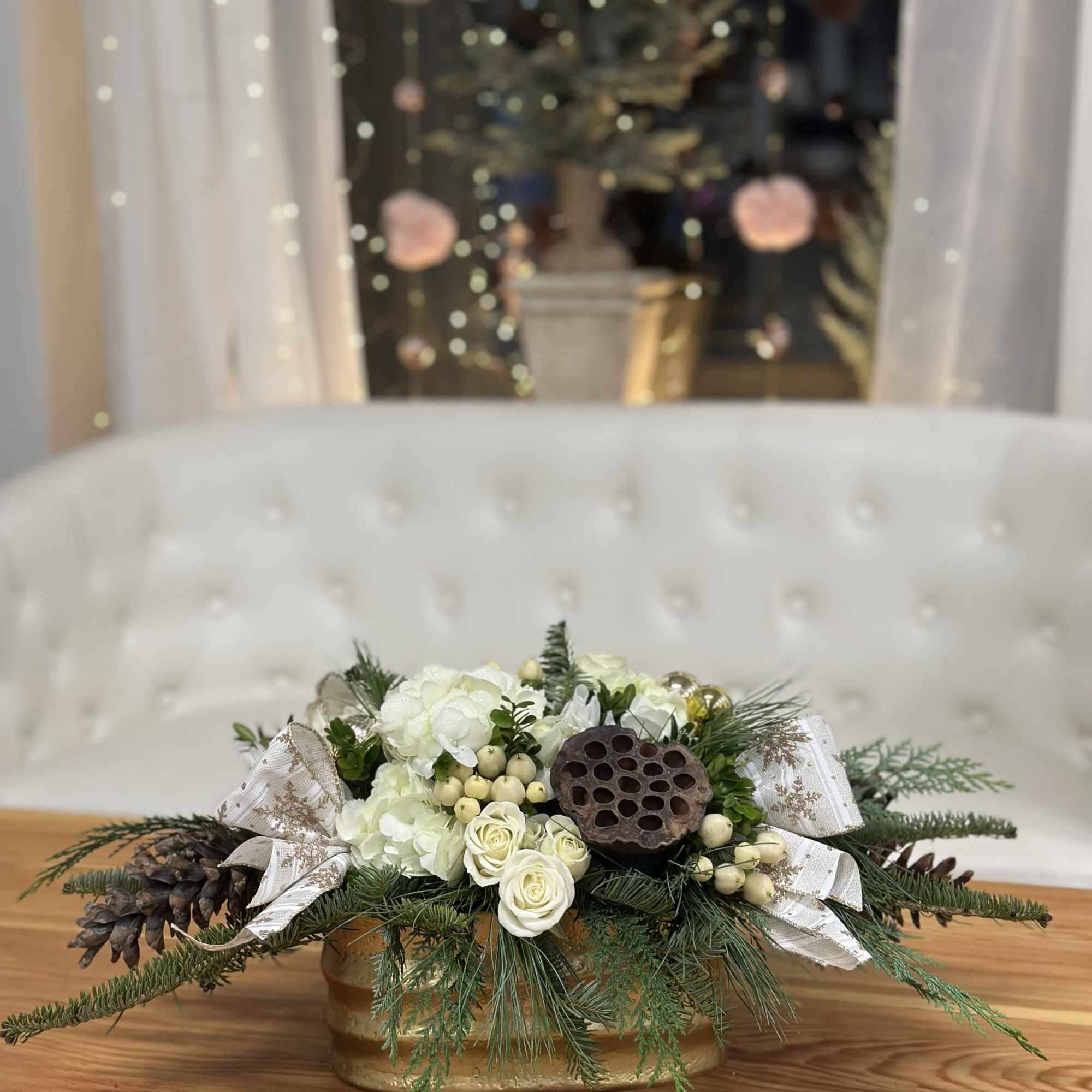 Elevate your holiday decor with White Holiday Elegance by Westford Florist Art