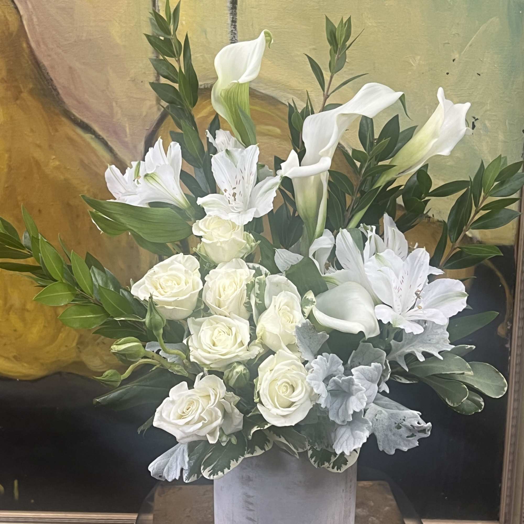 Fresh white blooms arranged with serene balance - the Divine Mosaic Bouquet
