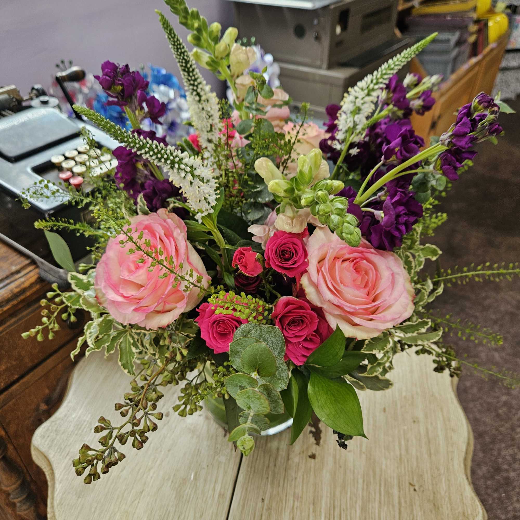 Vibrant pink mix featuring Esperanza roses and mix of other pink specialty