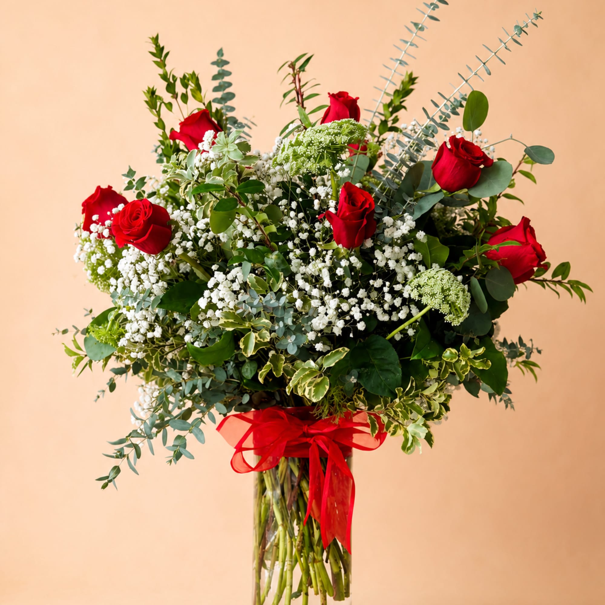 Red Roses with greens