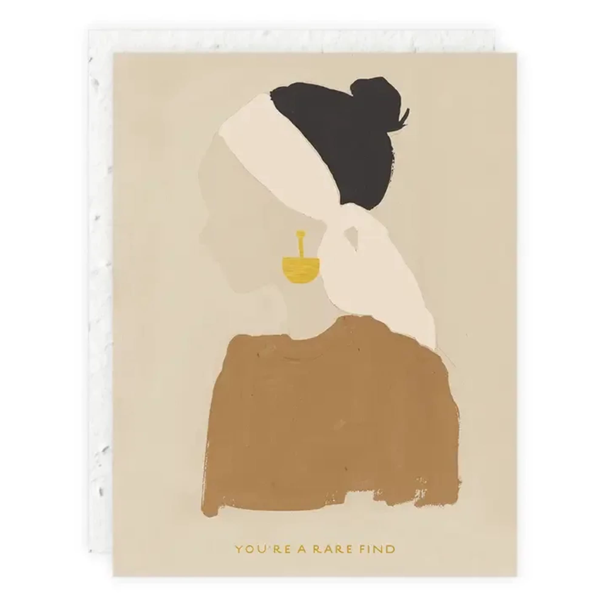 Abstract portrait print of a woman in profile with gold earrings