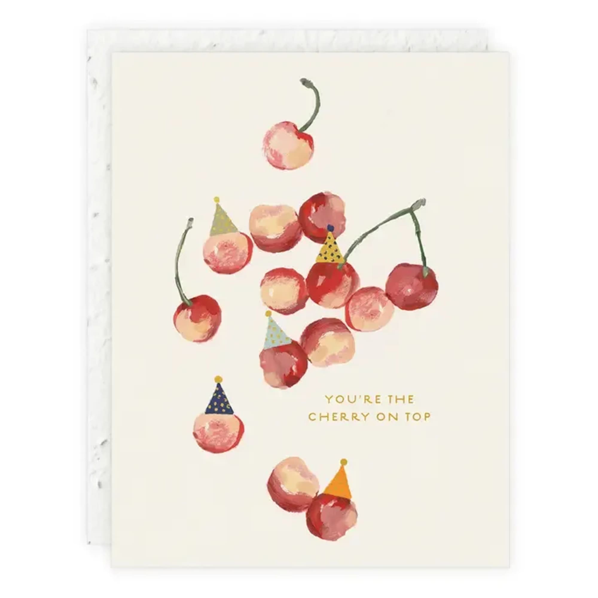 Greeting card with painted cherries and the words "You're the cherry on top"