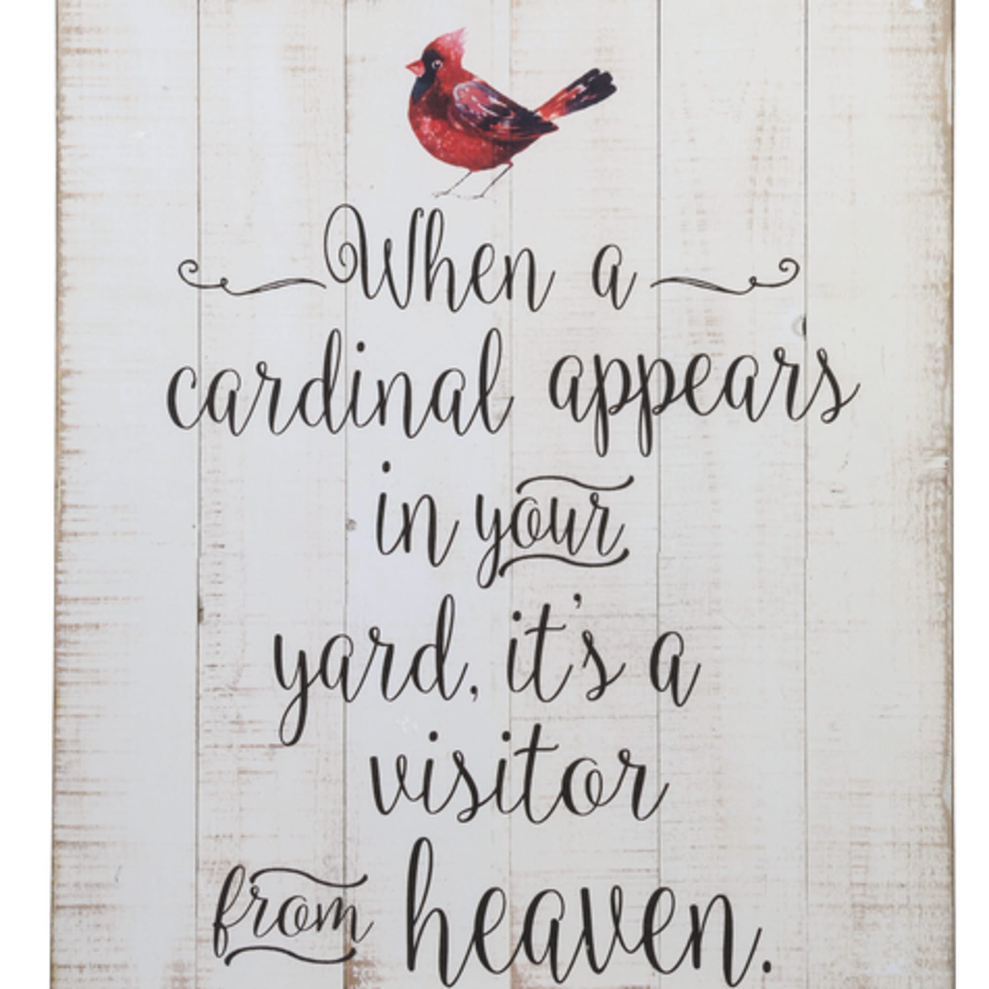 Wooden sign with a red cardinal and memorial quote