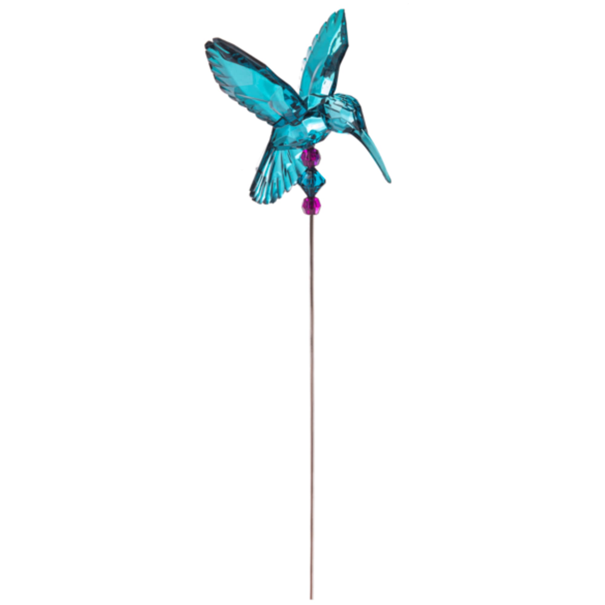 Blue hummingbird ornament on a thin stick
