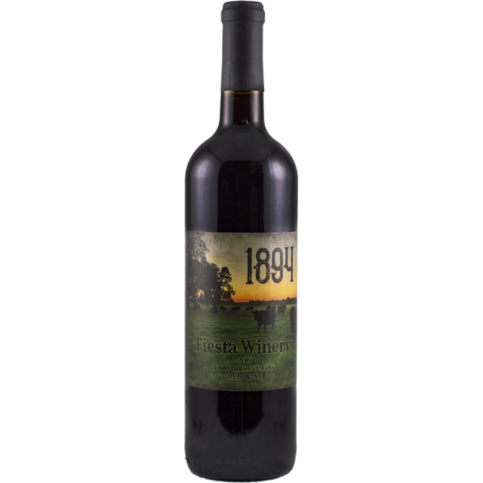 Bottle of red wine with a labeled front