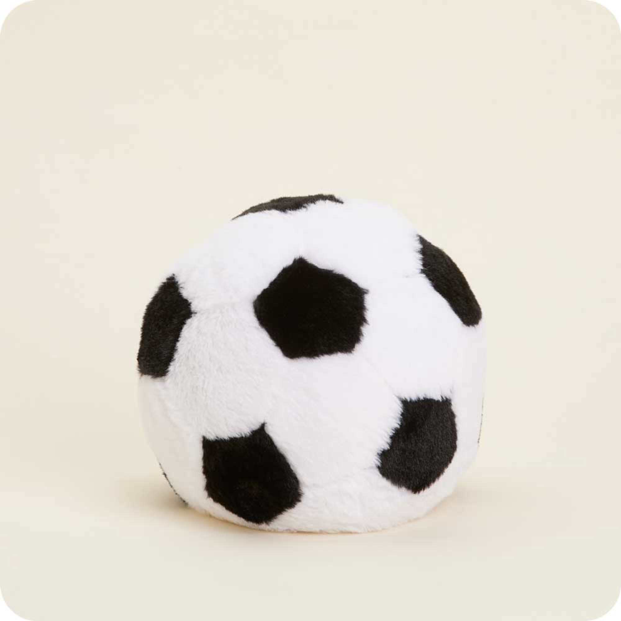 Plush soccer ball toy on a plain background