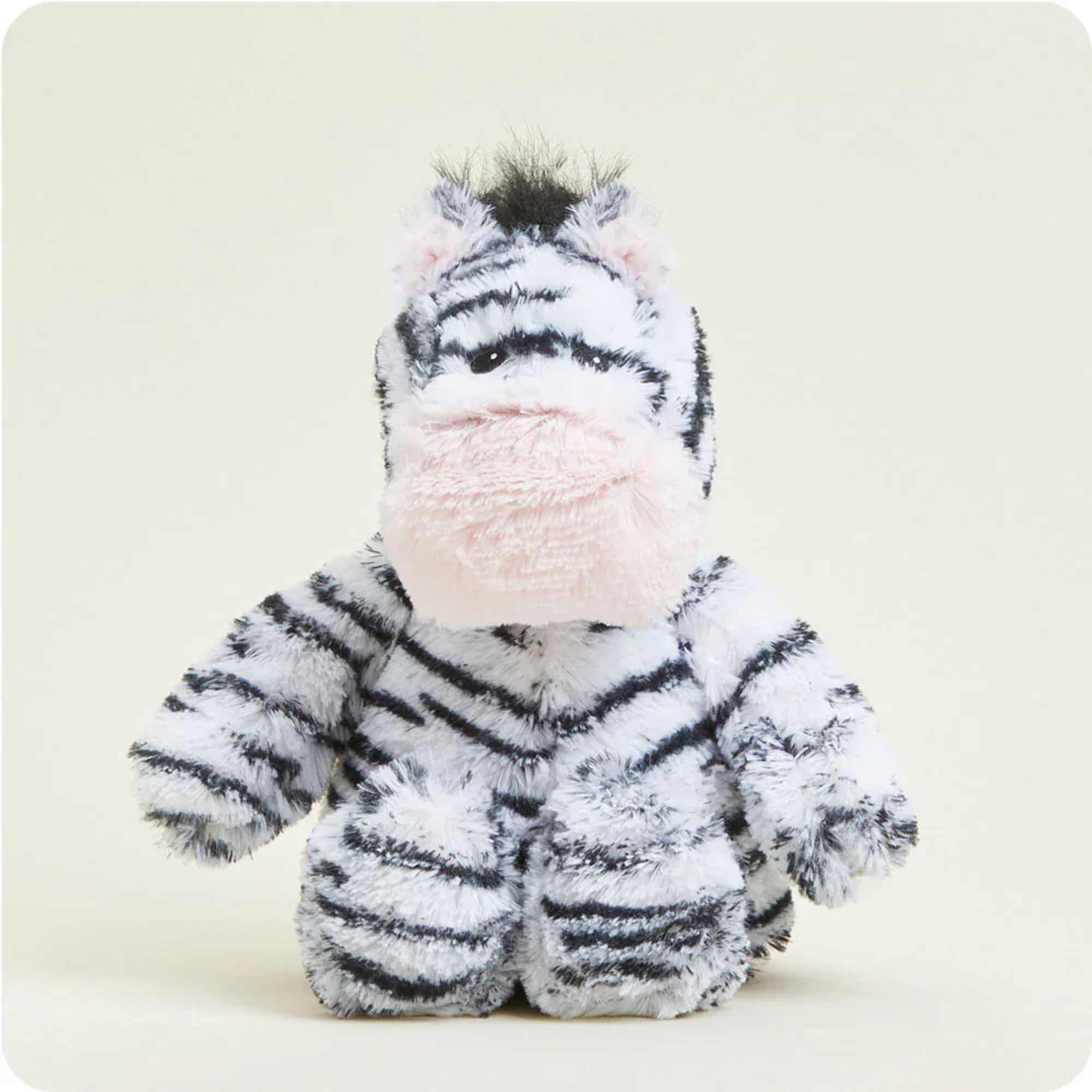 Plush zebra stuffed animal with black-and-white stripes