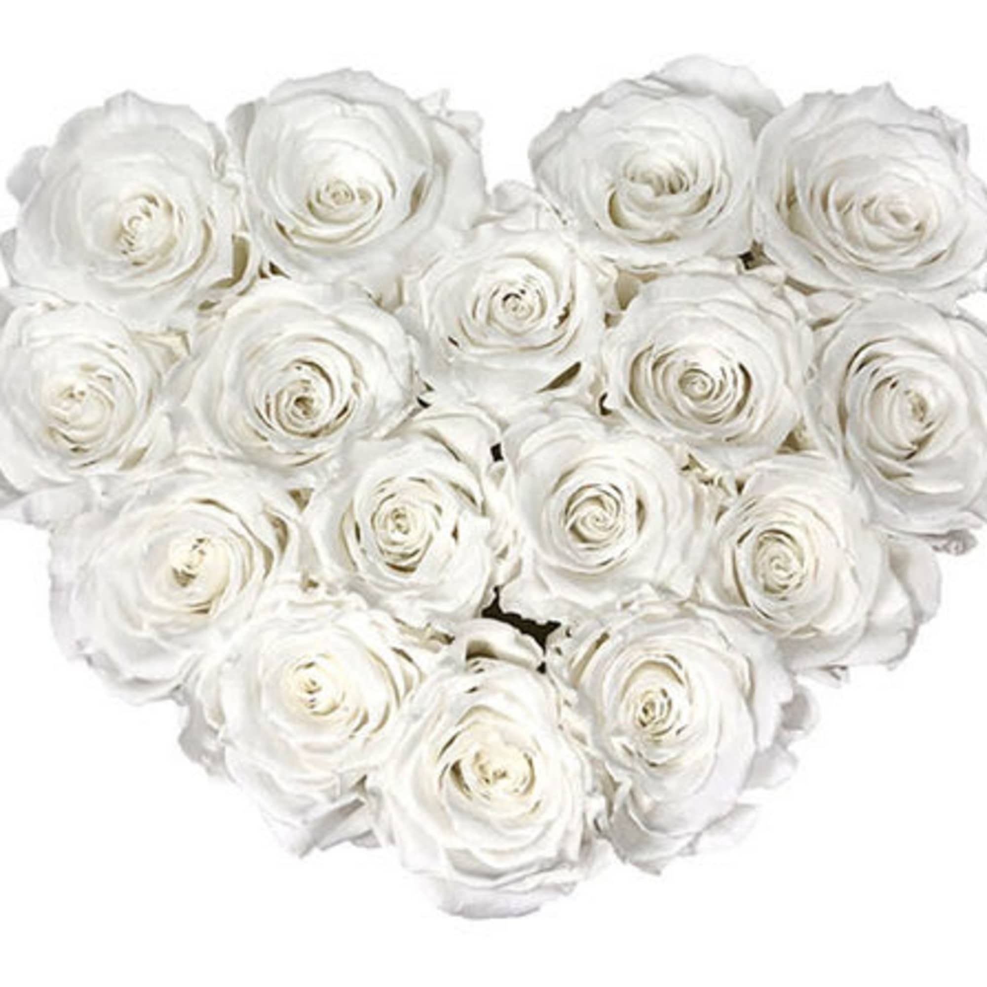 Heart-shaped bouquet of white roses