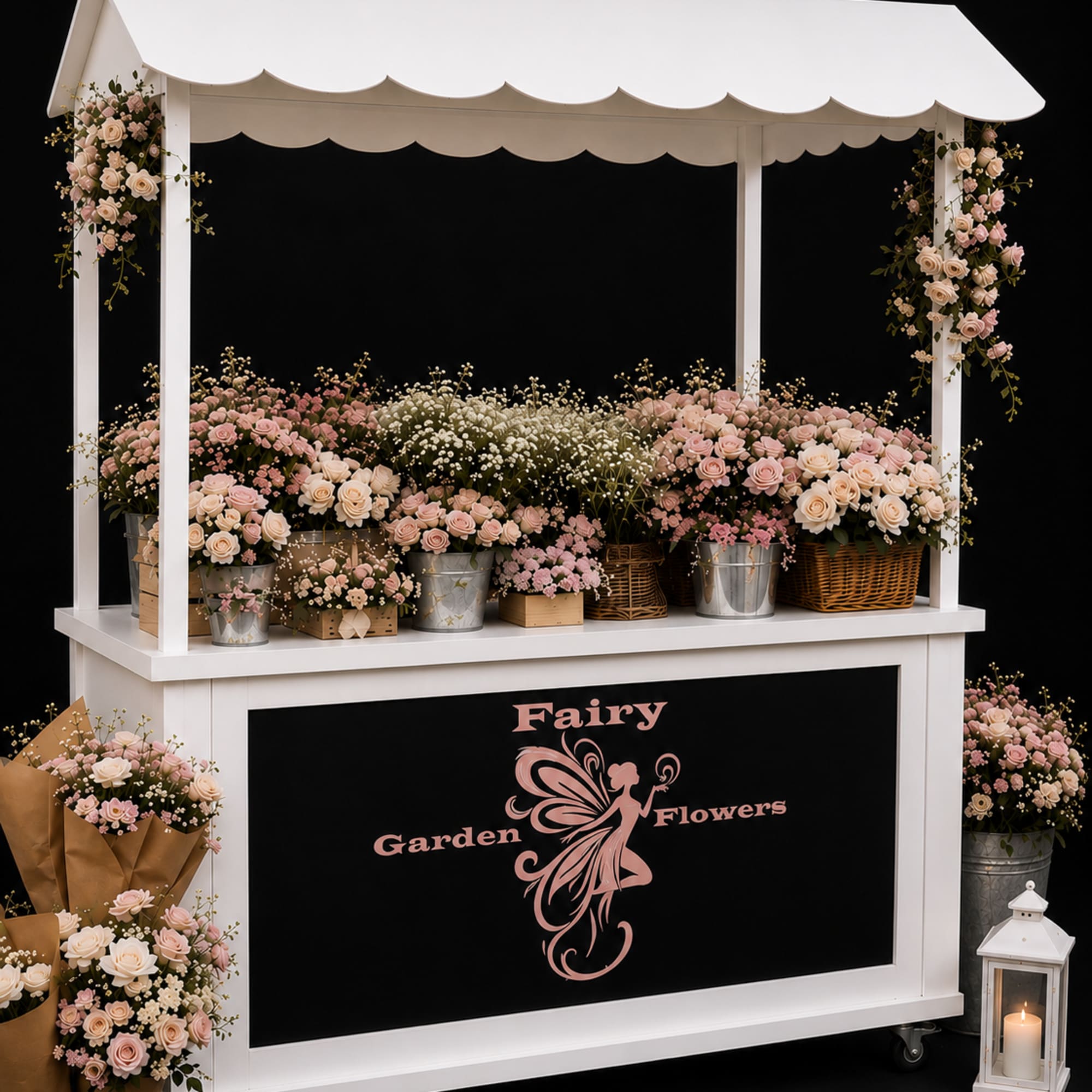 Our handcrafted Fairy Garden Flower Bar creates an elegant, interactive floral experience