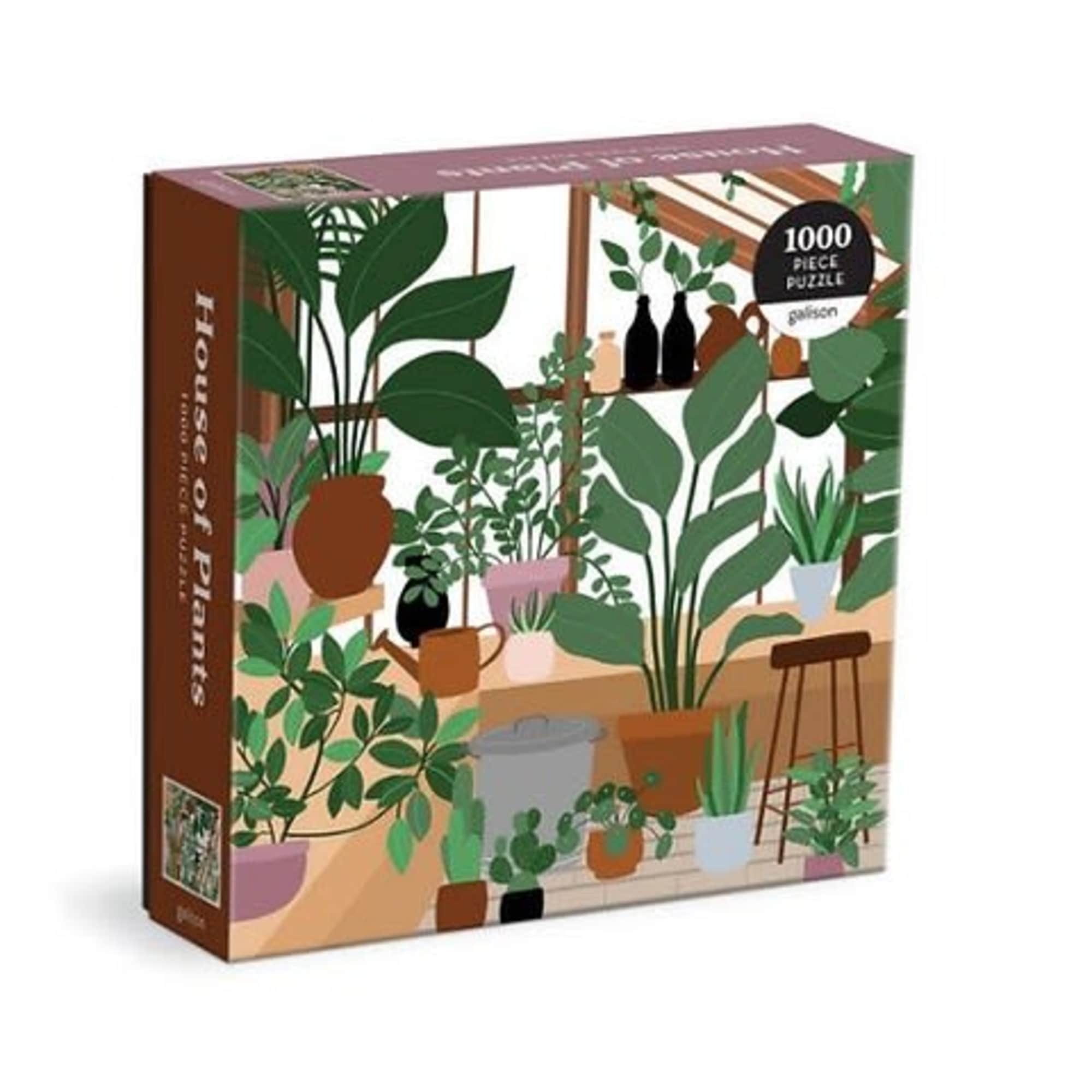 Boxed 1000-piece puzzle with illustrated potted plants