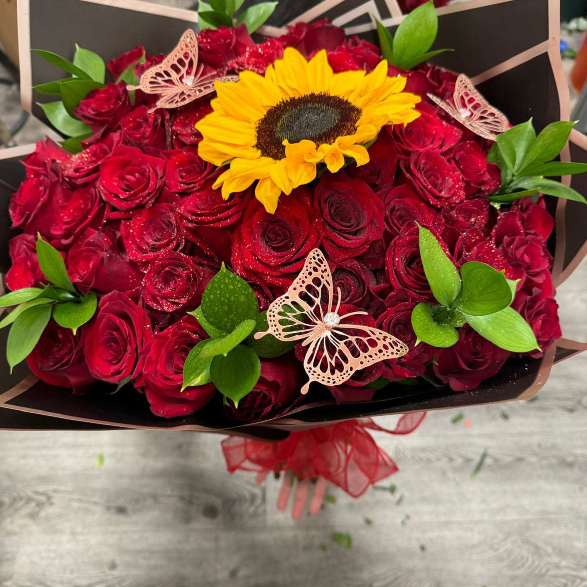 Our classic Red Rose Bouquet is the perfect choice to express love