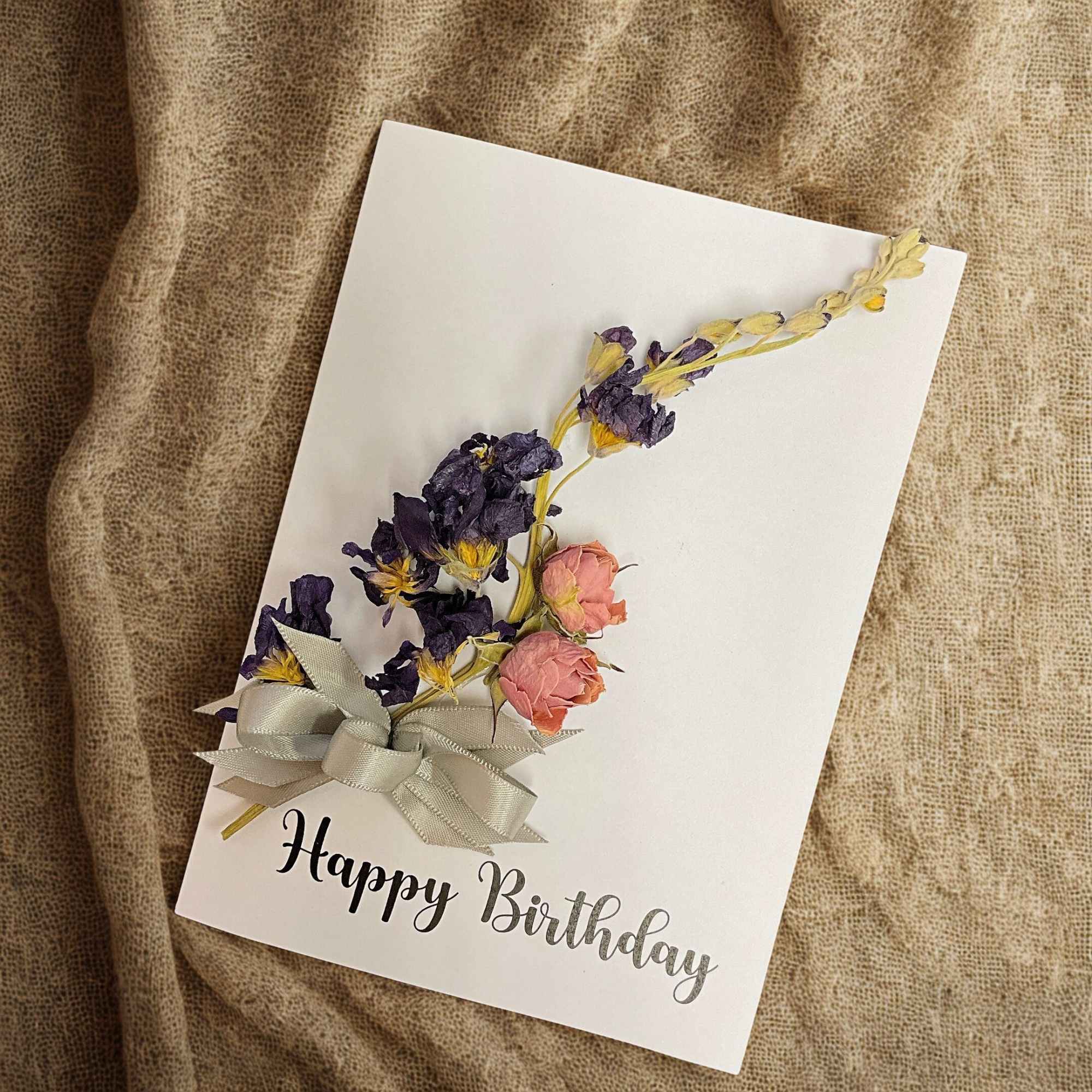 Handmade dried flower birthday card. Each card is custom-made, and the design, photo 4 of 4