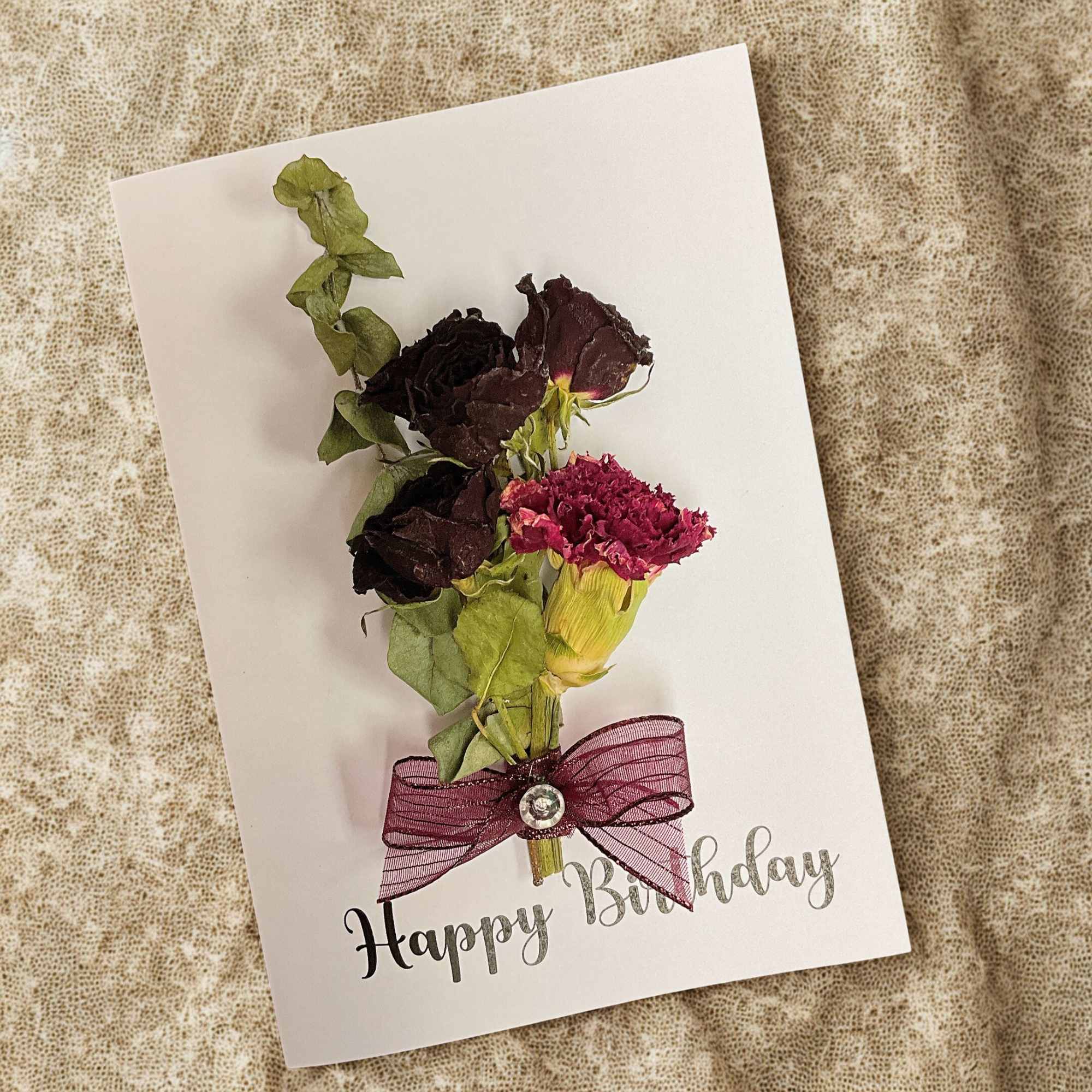 Handmade dried flower birthday card. Each card is custom-made, and the design, photo 2 of 4