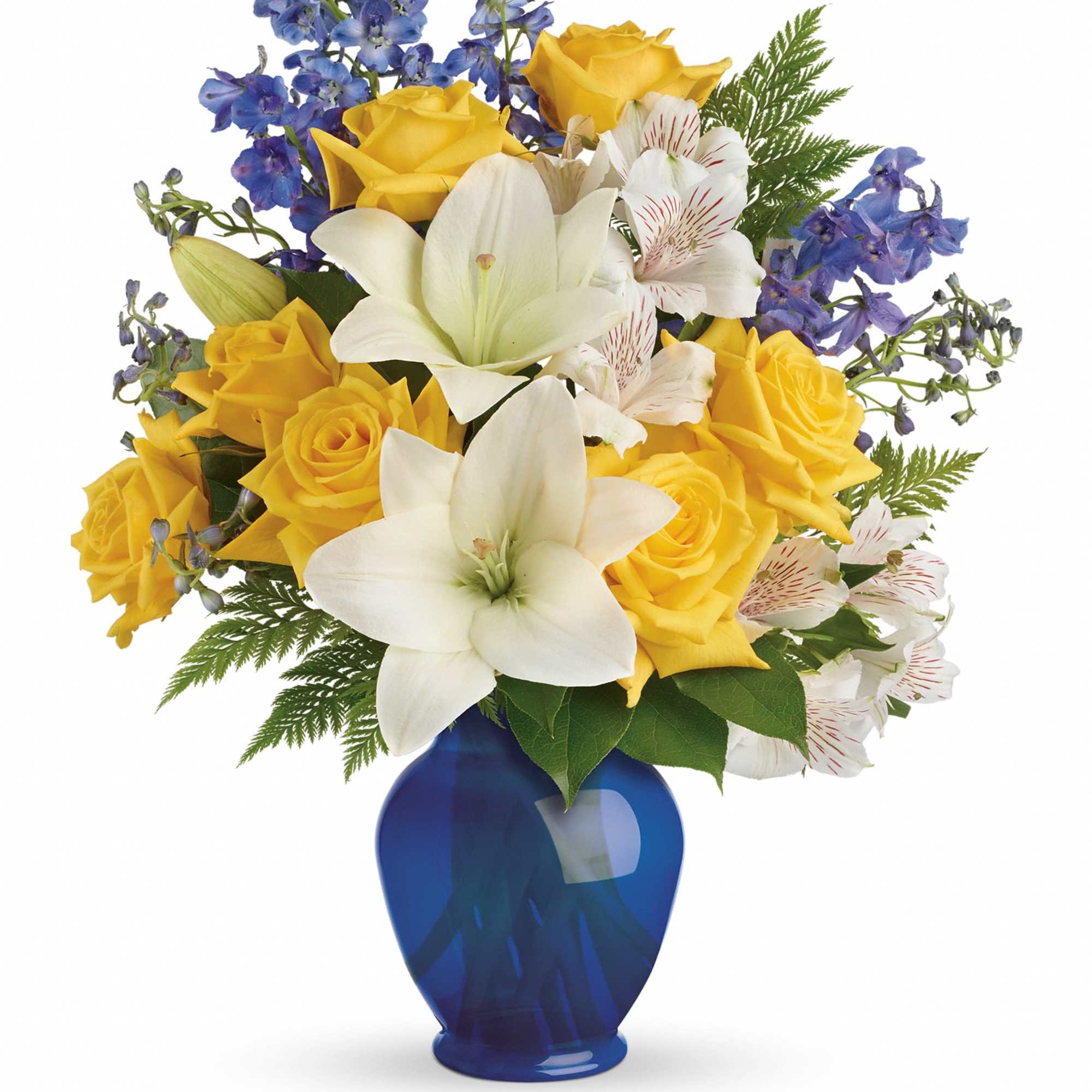 Like a sunny day at the shore, this bright bouquet invigorates and