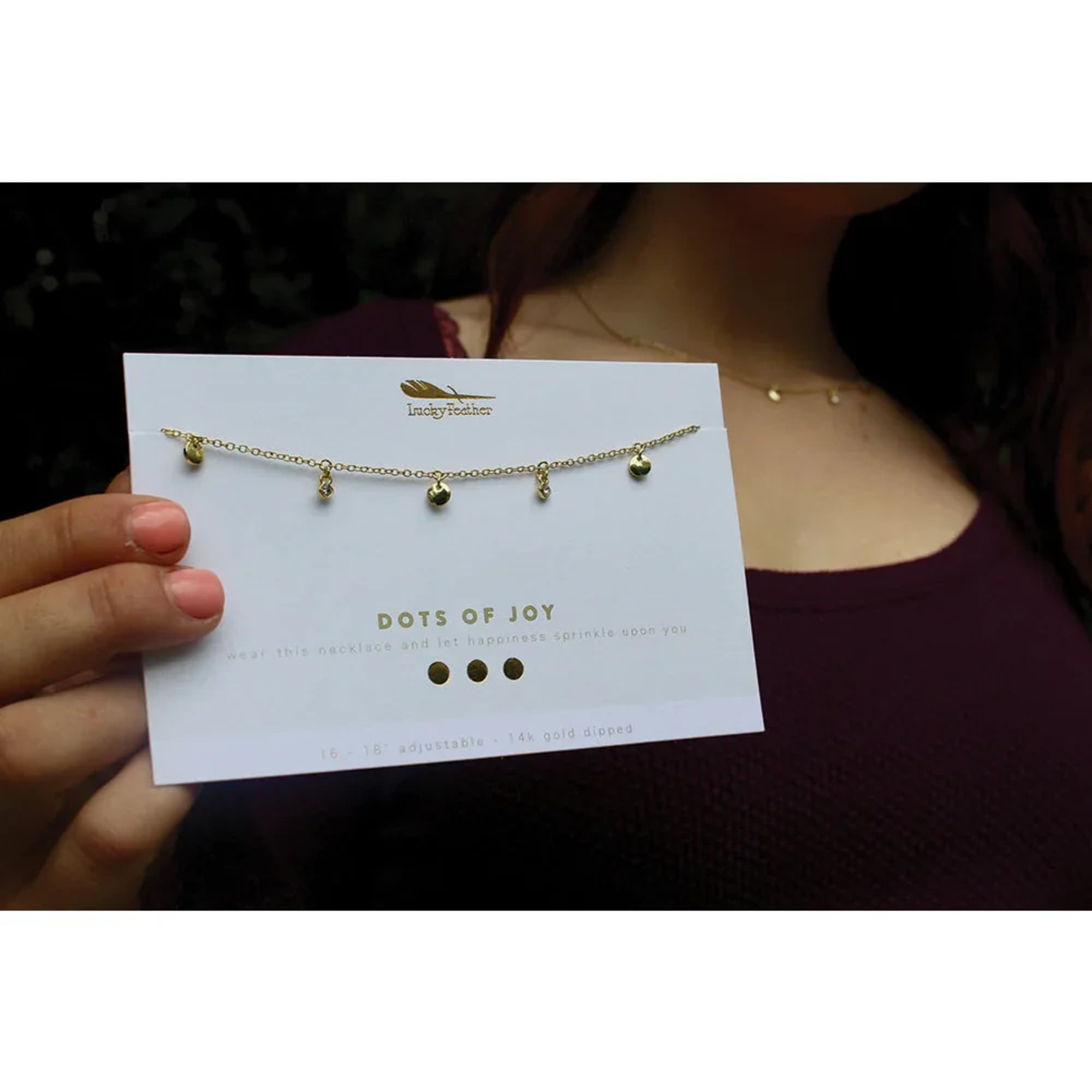 More is definitely merrier on this gold 'Dots of Joy' Dangle Necklace., photo 4 of 4