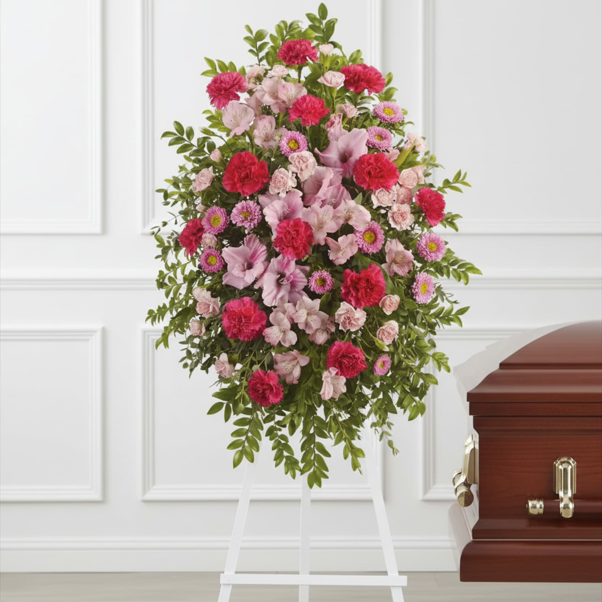 With a bounty of lovely pink flowers and simple greens, this pretty