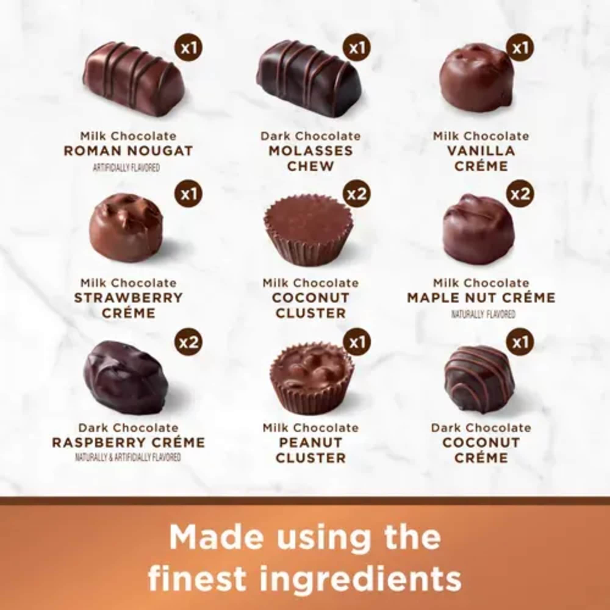RUSSELL STOVER Assorted Milk &amp; Dark Chocolate Gift Box, 16 oz., contains, photo 3 of 4