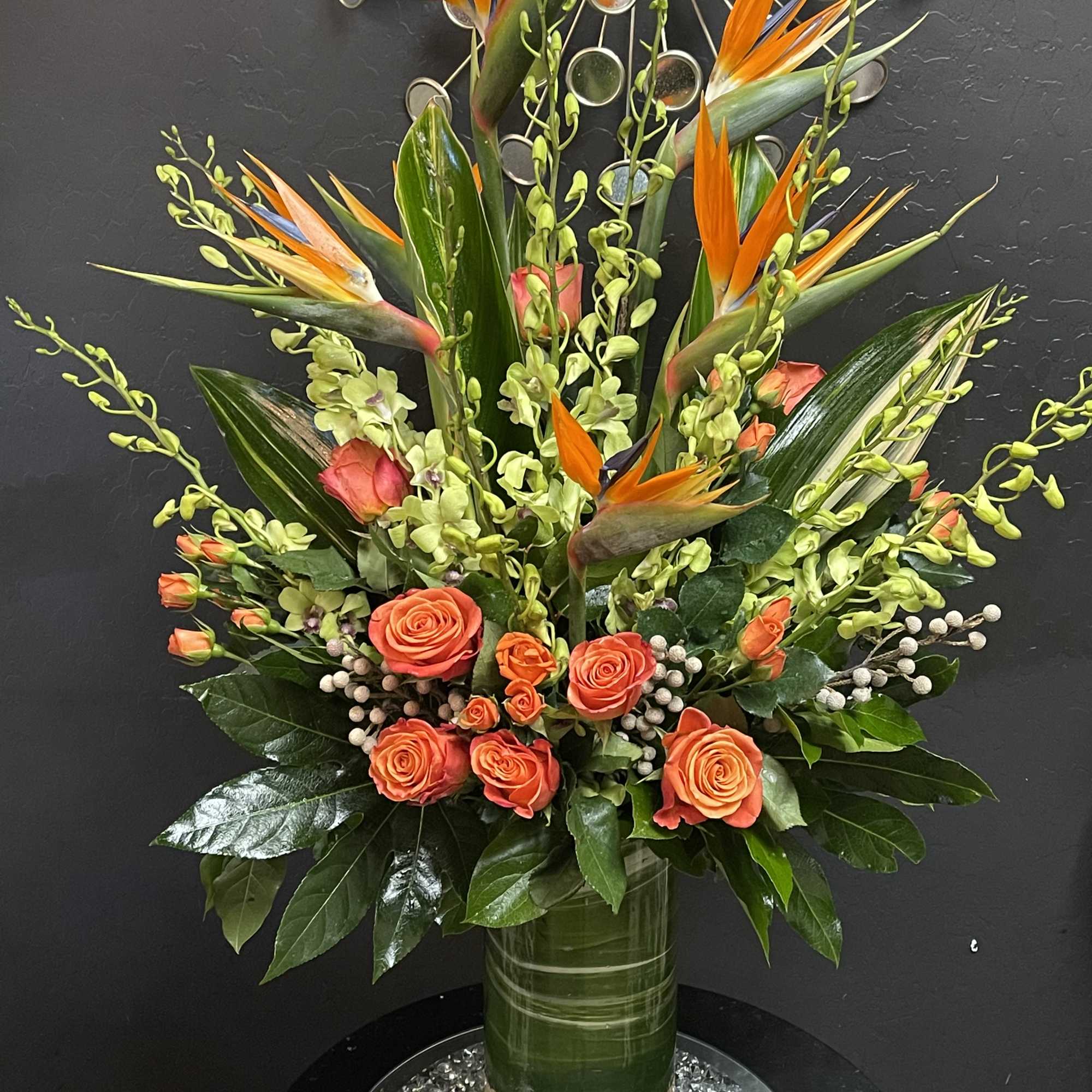 Eternal Love Birds and Orchids Bouquet 
(((Shown in the premium size))