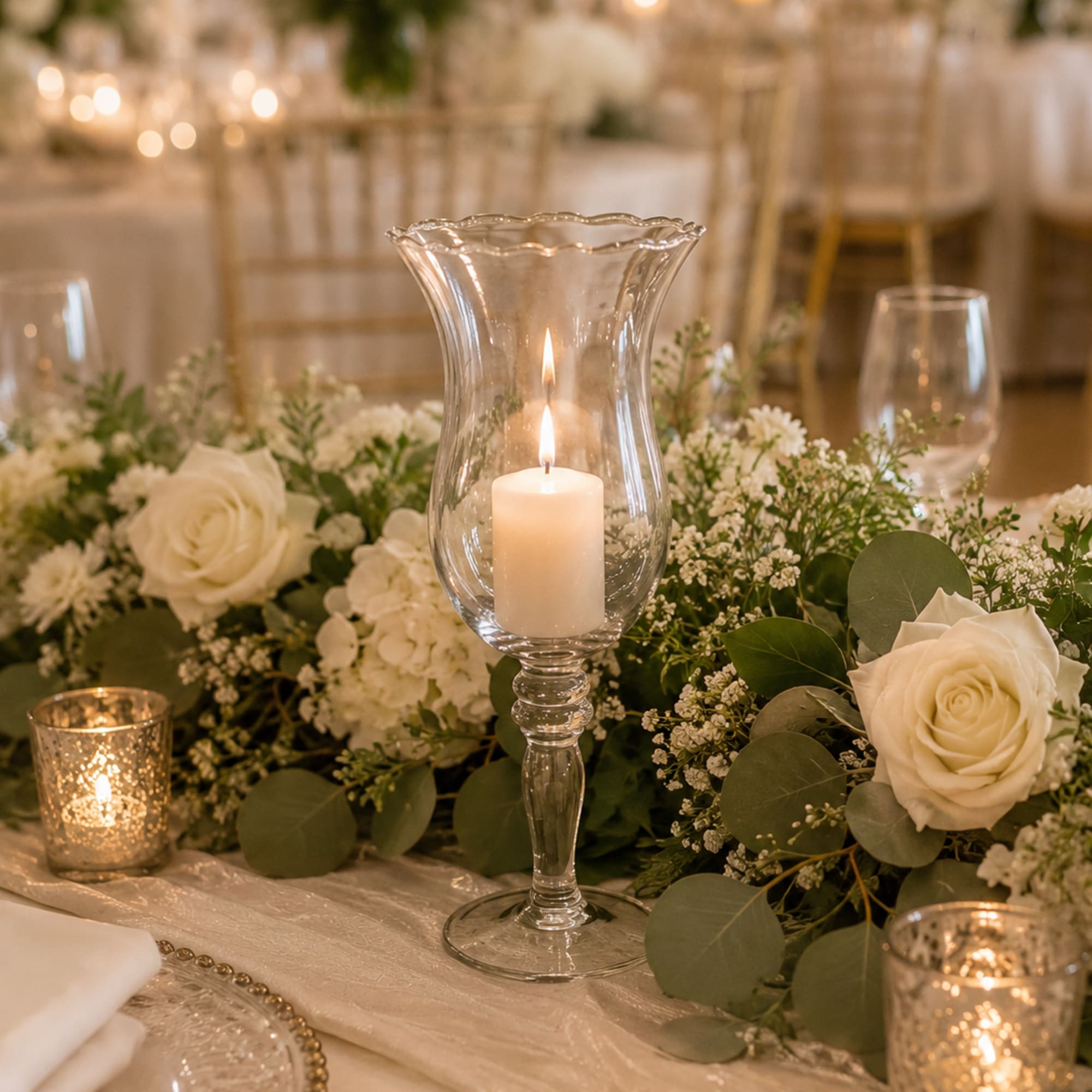 The room is set. The candles are glowing. The flowers are perfect.