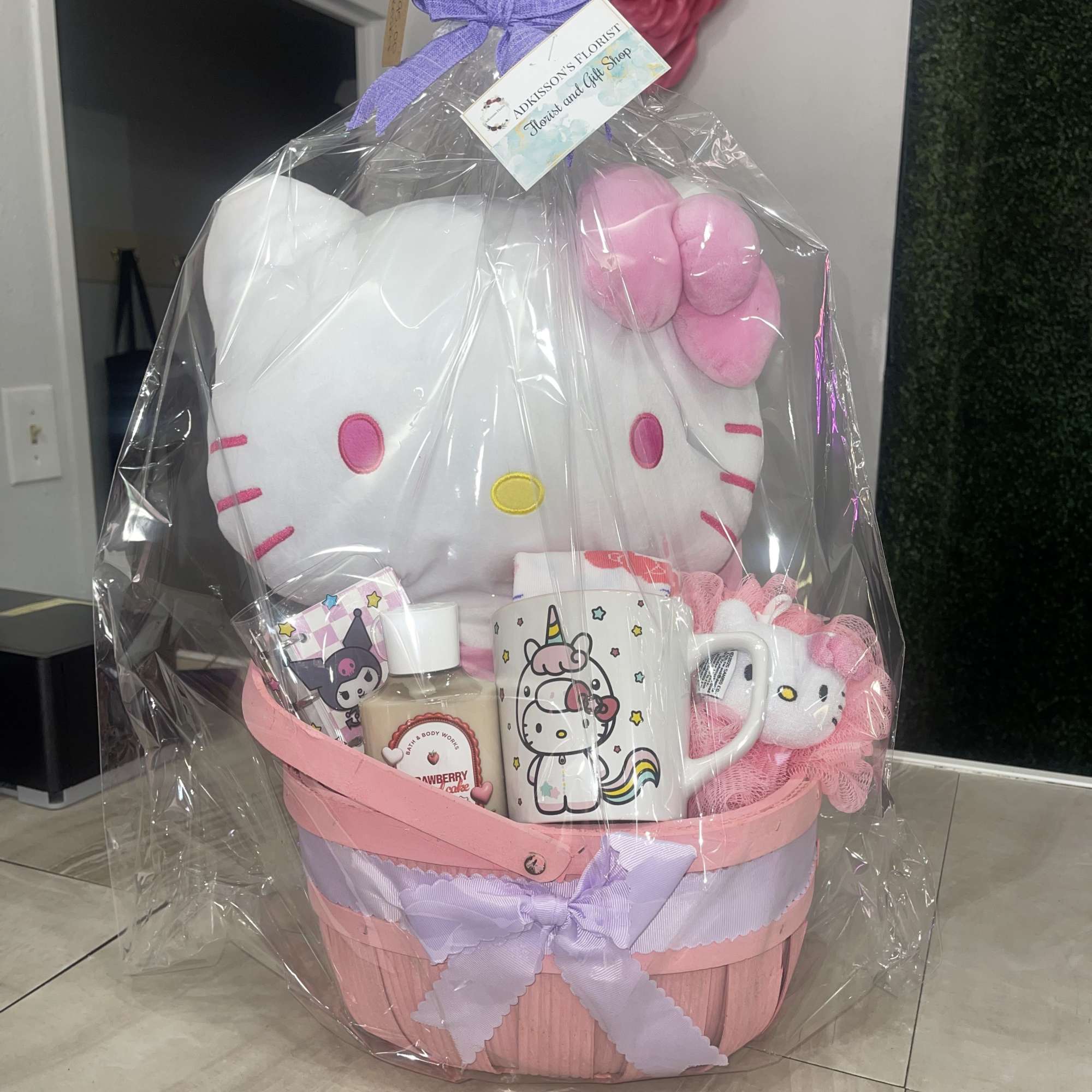 A cheerful Hello Kitty gift basket that feels like a hug in
